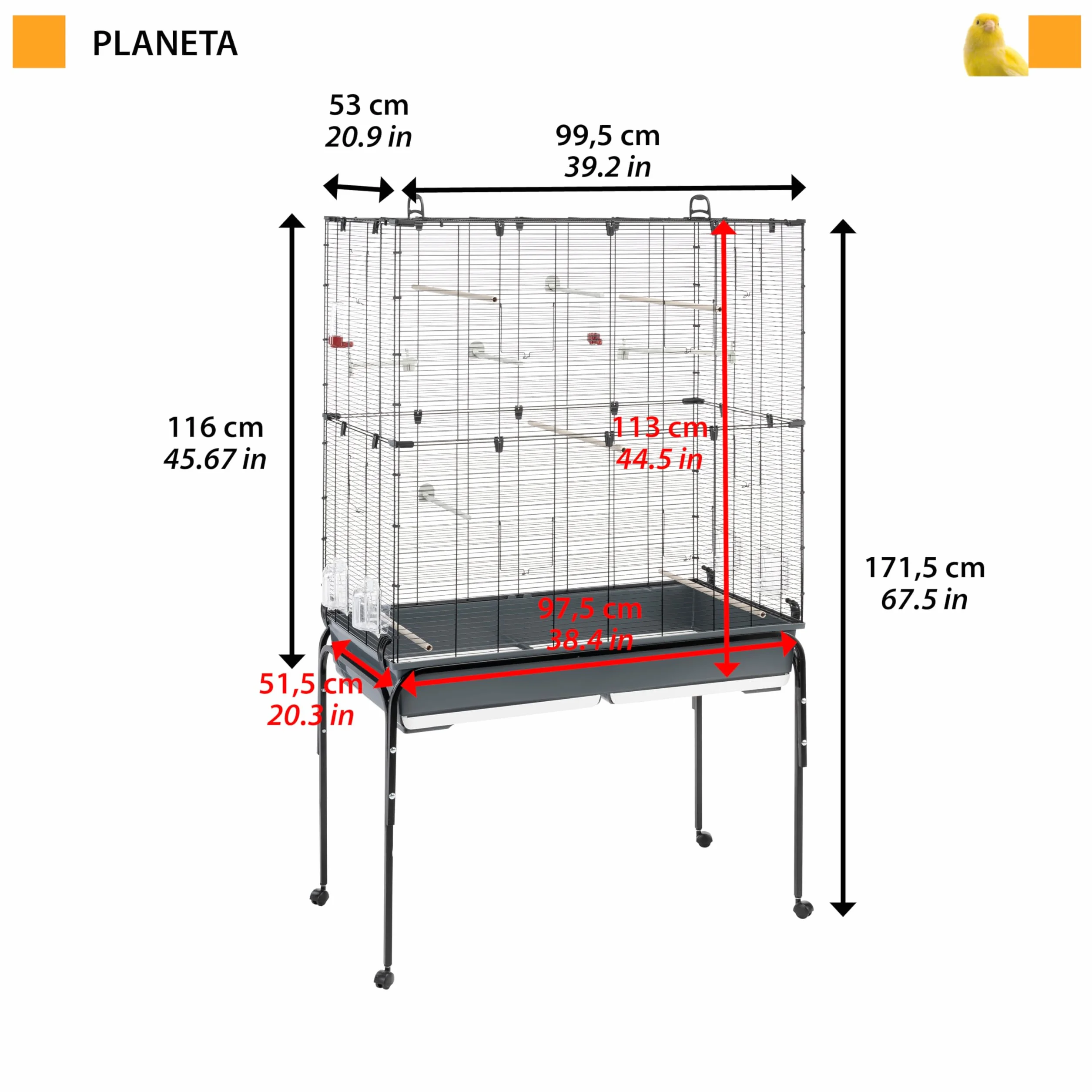 Ferplast 52066817 Klatka dla Ptaków, 97 x 58 x 173,5 cm, Czarny