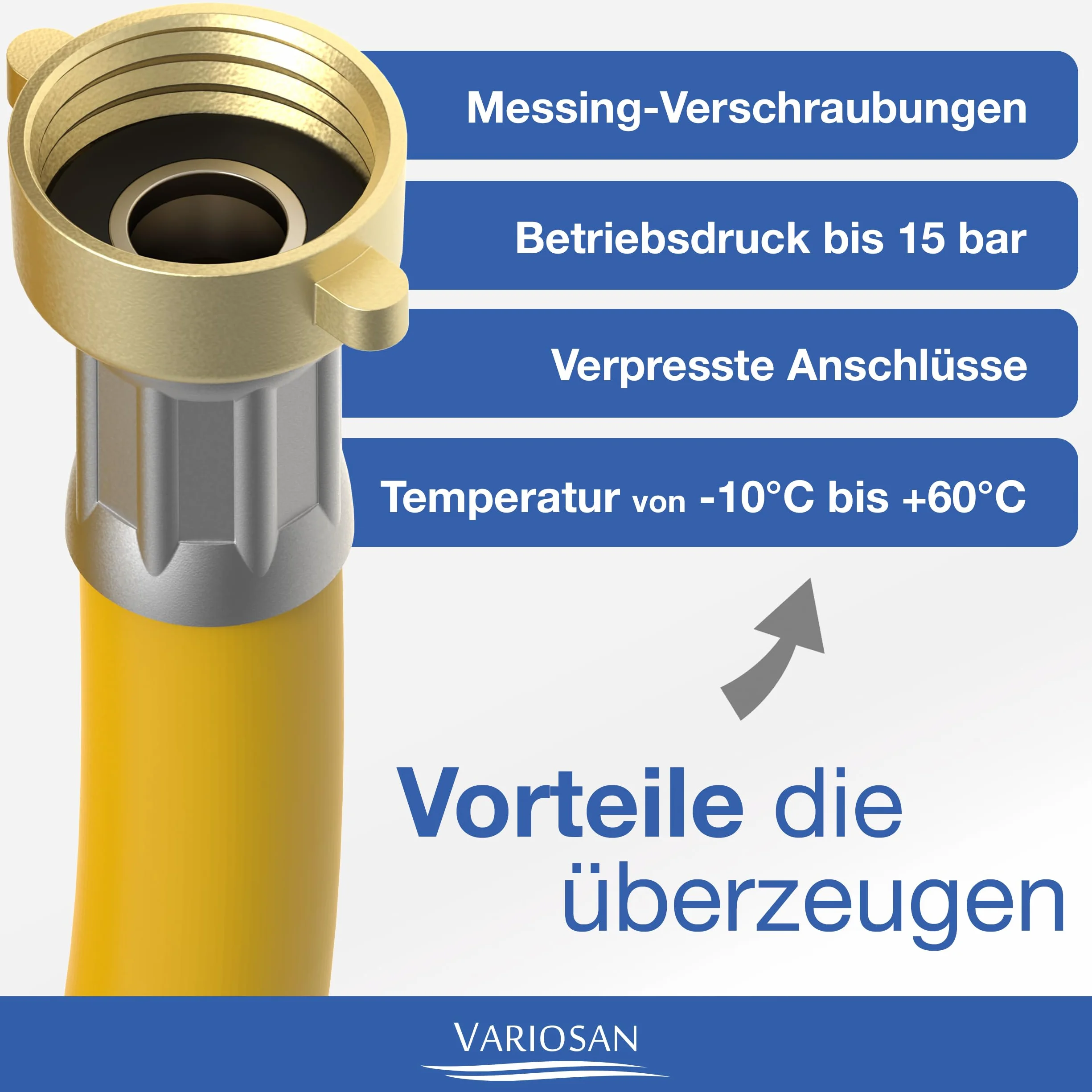 VARIOSAN Wąż napełniający do ogrzewania 3/4" 5,00 m 15 bar żółty