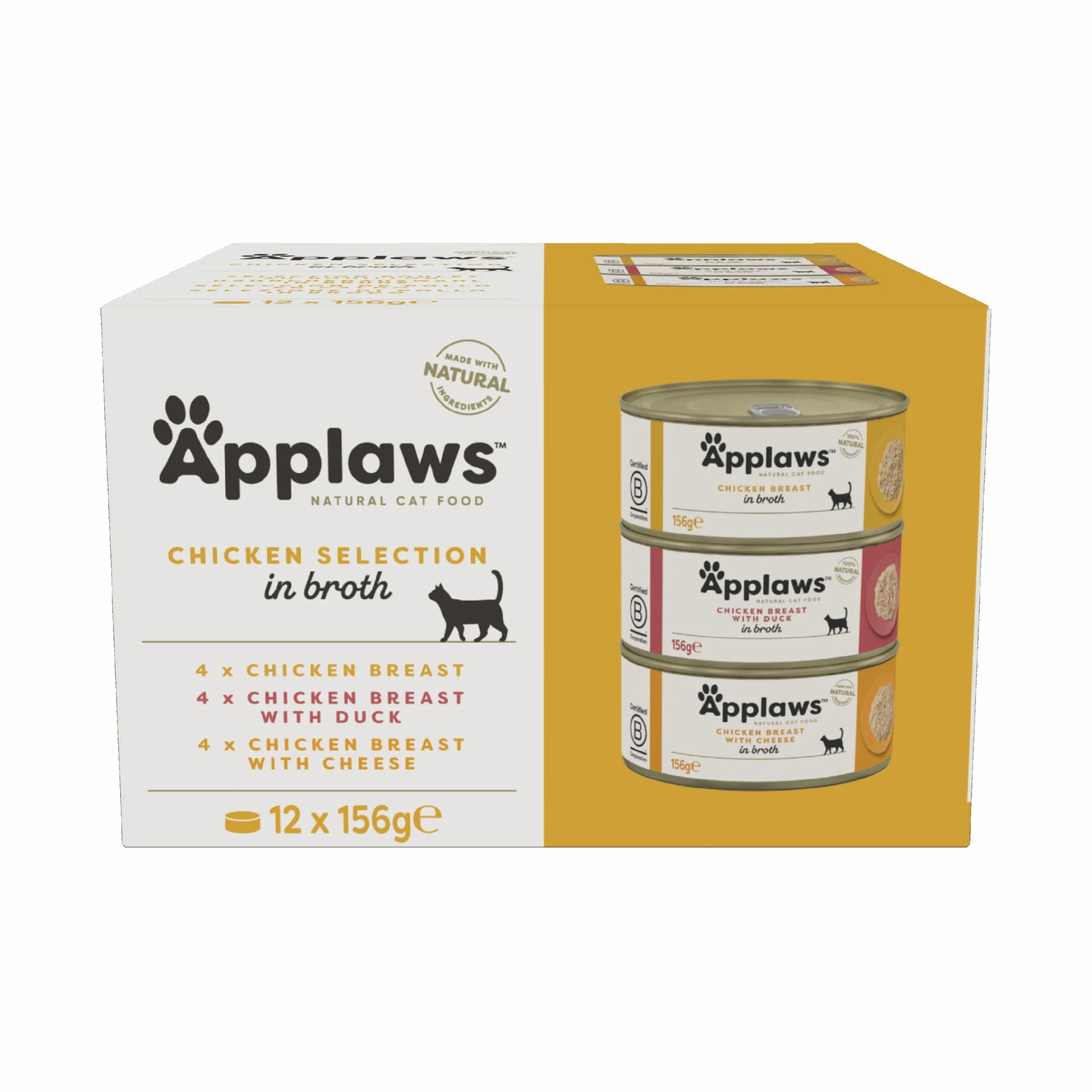 Applaws Mokra Karma dla Kotów Multipack Kurczak w Rosole 156 g Puszka 12 szt.