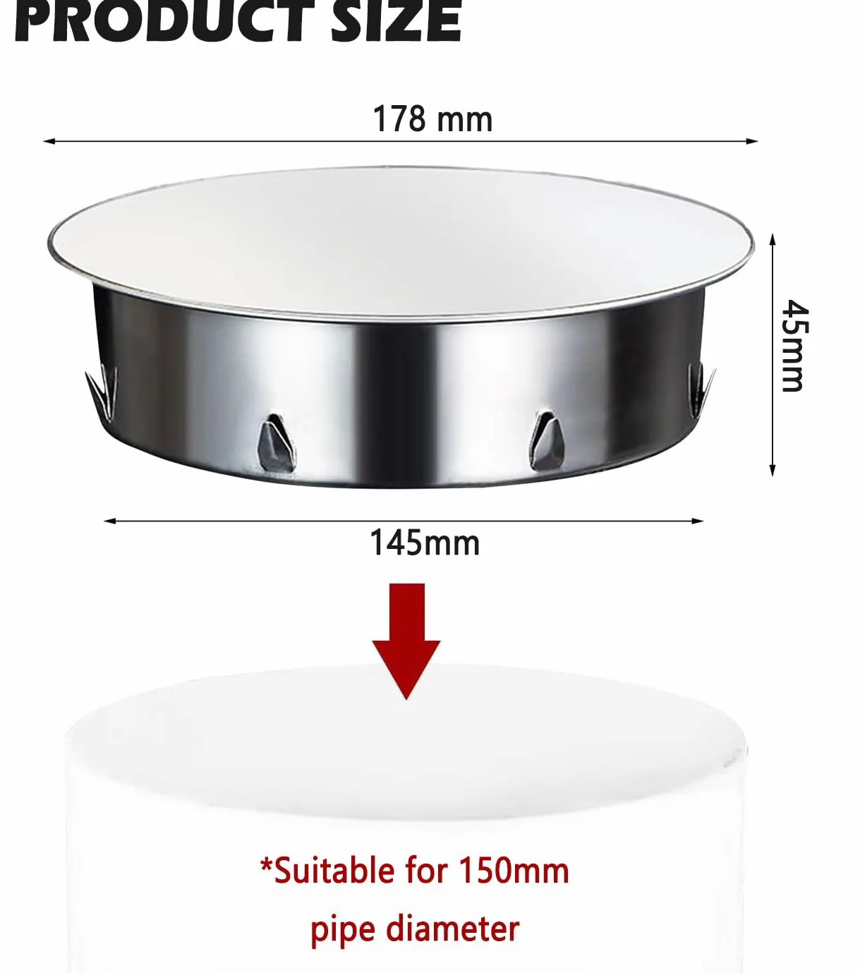 Pokrywa otworu kominowego 150 mm ze stali nierdzewnej okrągła osłona komina