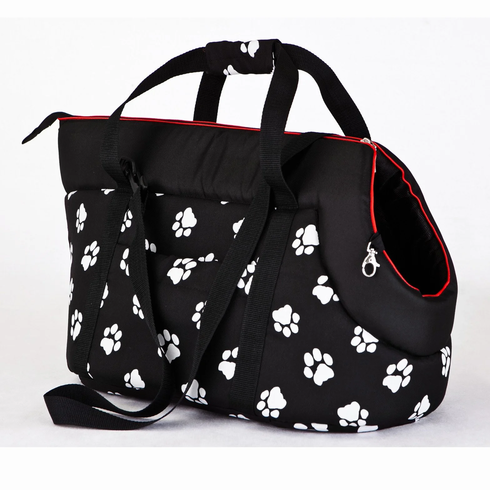Hobbydog TORCWL3 Torba dla psa, torba do przenoszenia, torba dla kota z łapami, wymiary 32 x 30 x 50 cm, czarna