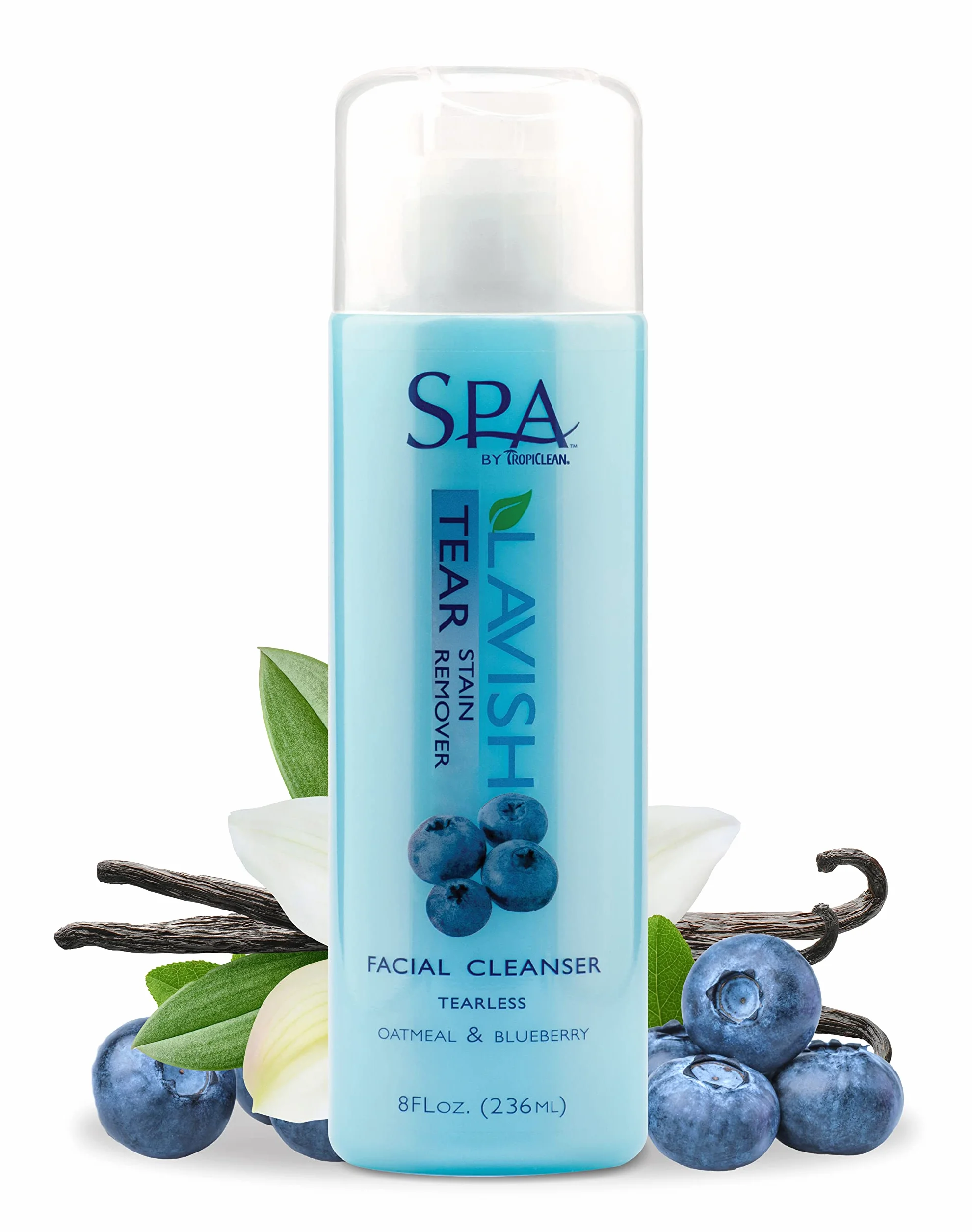 SPA by TropiClean Dog Tear Stain Remover - Oczyszczanie twarzy - Płatki owsiane i jagody - 236 ml