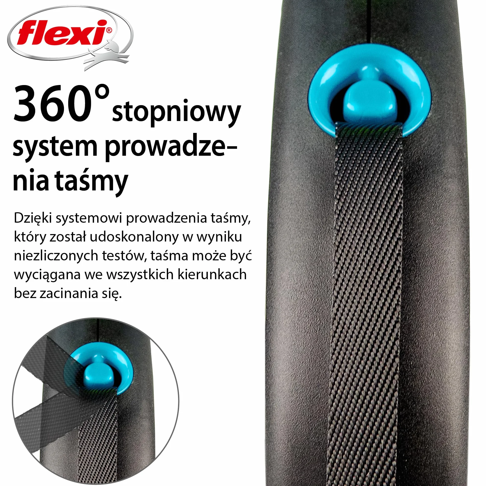 Flexi smycz automatyczna Black Design taśma M 5m niebieska