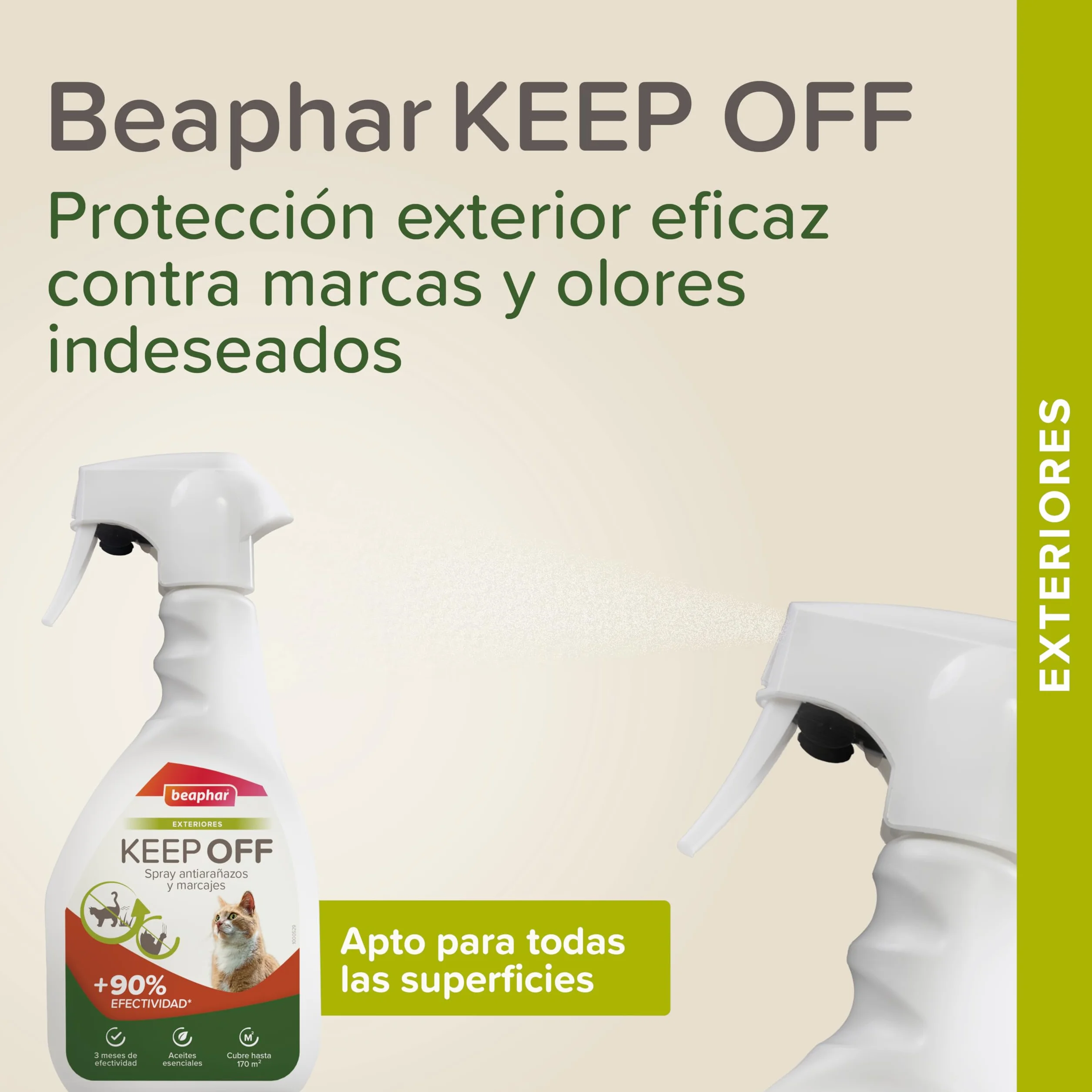 Beaphar Keep Off Outdoor Spray dla kotów – odporny na zarysowania i znakowanie – wychowawca i odstraszacz – ochrona do 3 miesięcy – z olejkami eterycznymi – do ogrodu i na taras – 500 ml