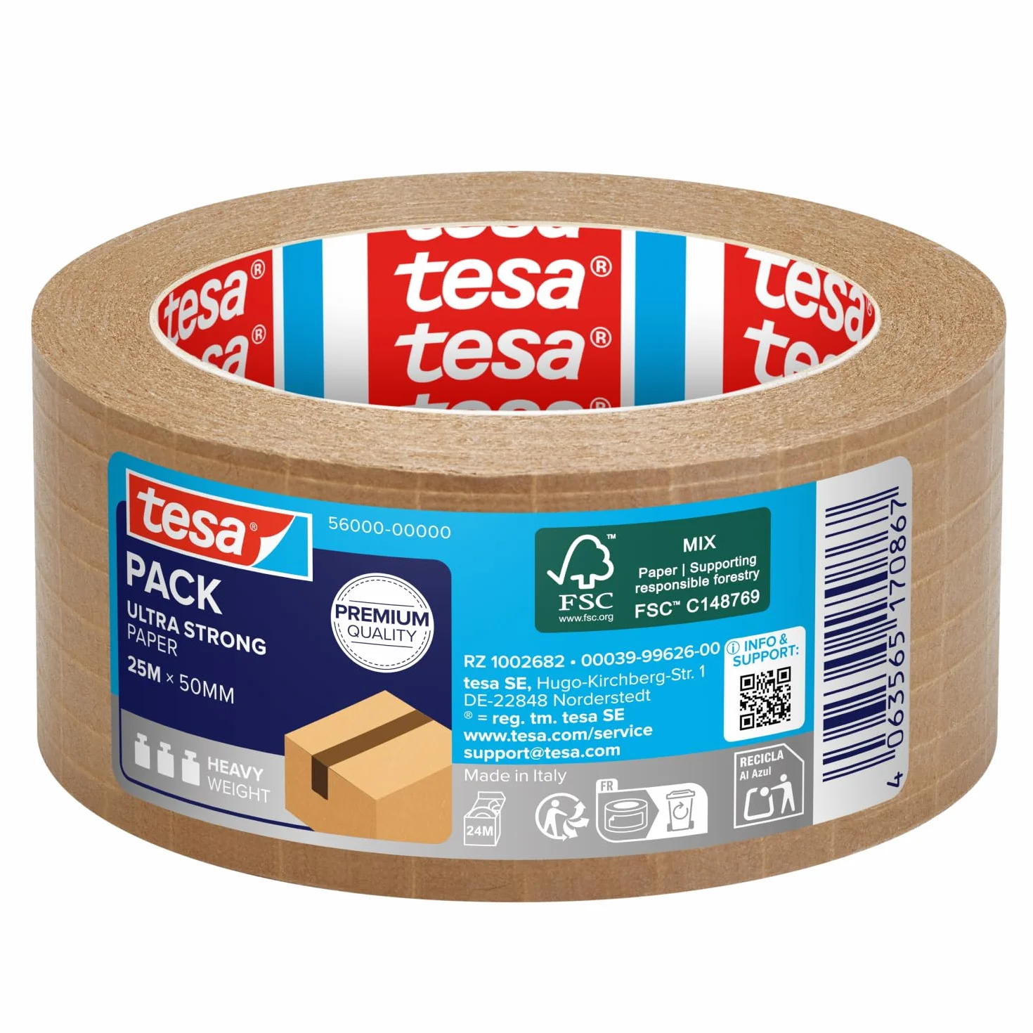 Tesa 56000-00000-00 Taśma do Pakowania, Brązowy, 25 m x 50 mm
