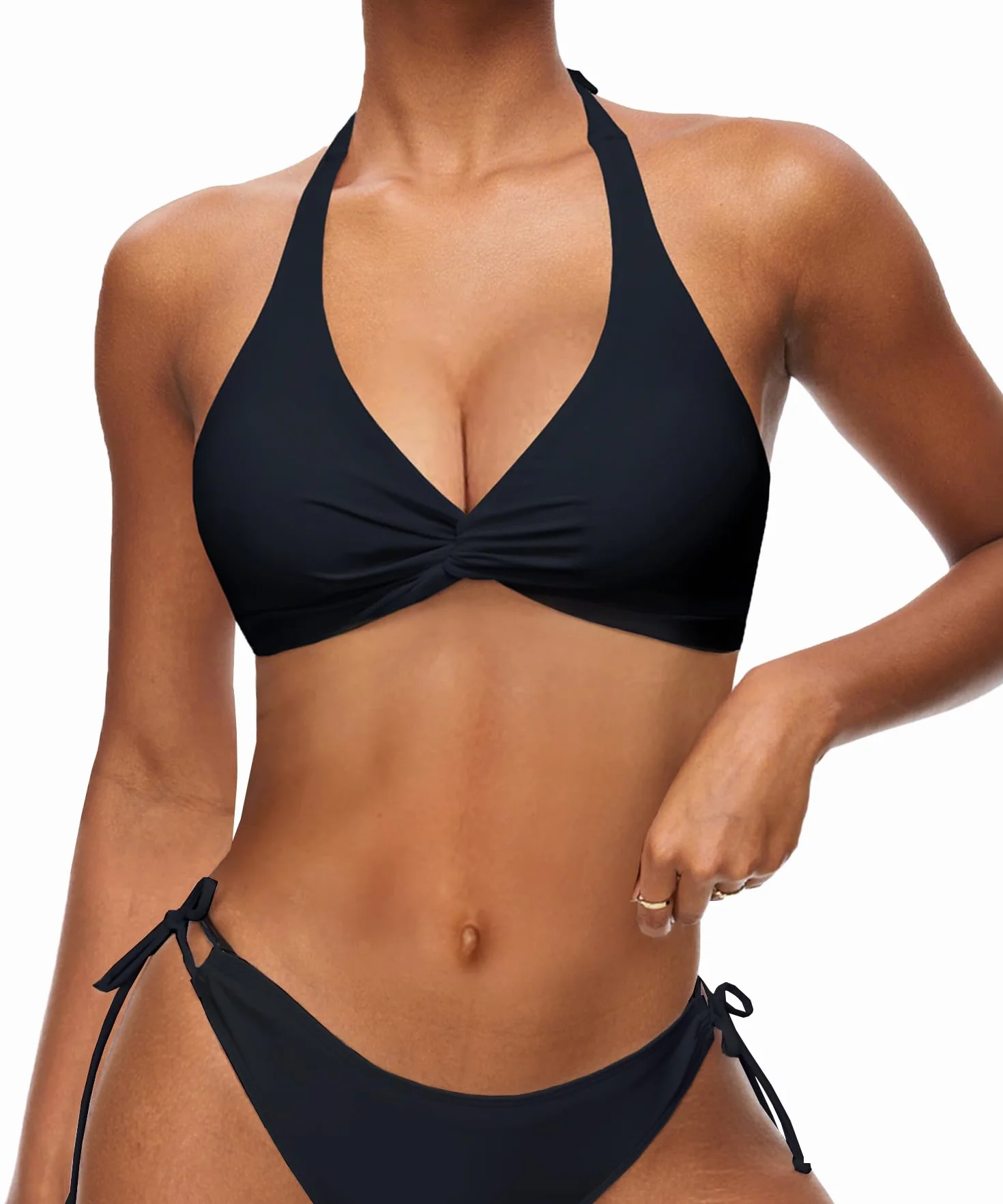 Navneet Damskie bikini, top push up, sportowe bikini trójkątne, wiązane na szyi, moda kąpielowa, wakacja