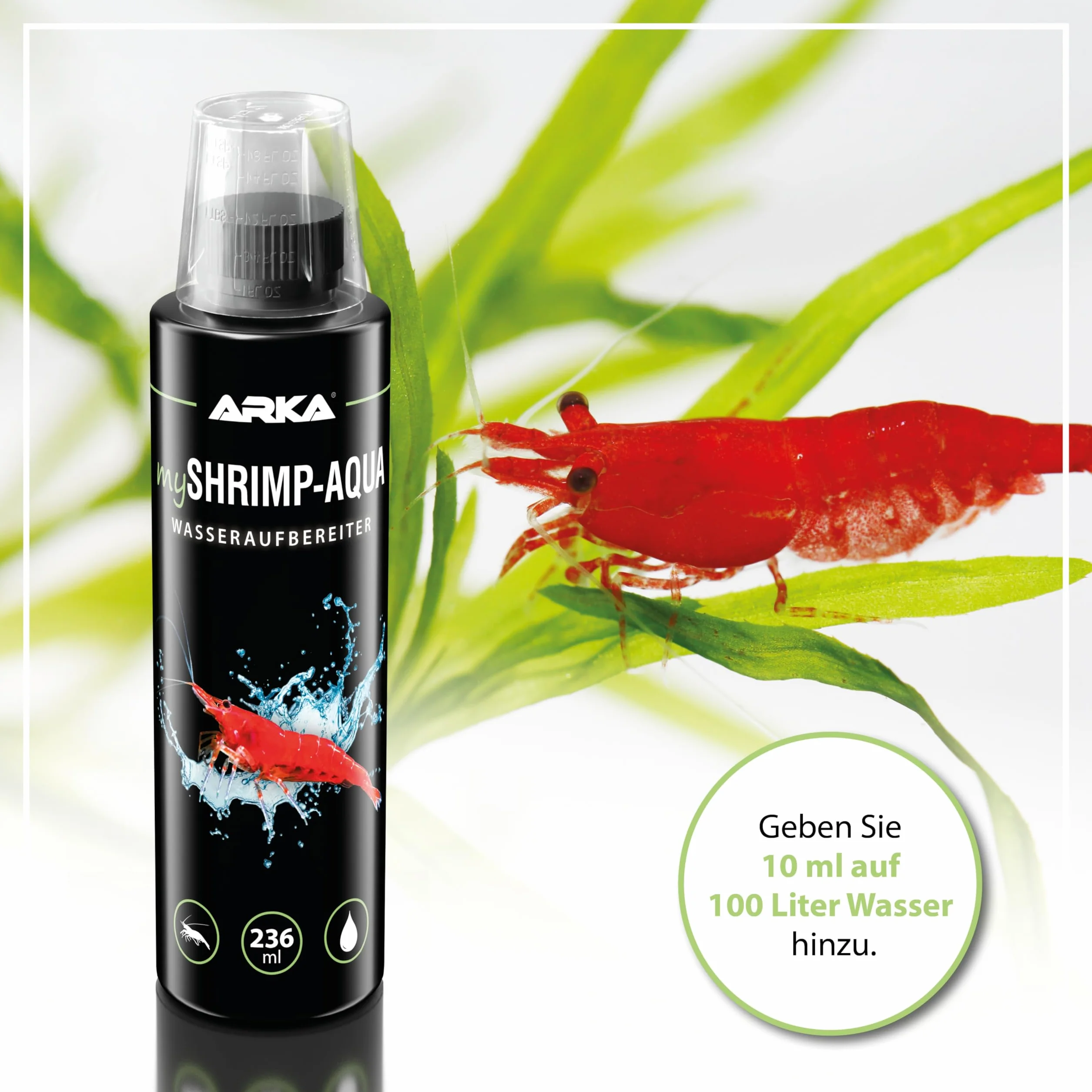 ARKA mySHRIMP-Aqua – 236 ml – uzdatniacz wody do akwariów słodkowodnych z krewetkami, zapewnia odpowiednią wodę w akwarium słodkowodnym