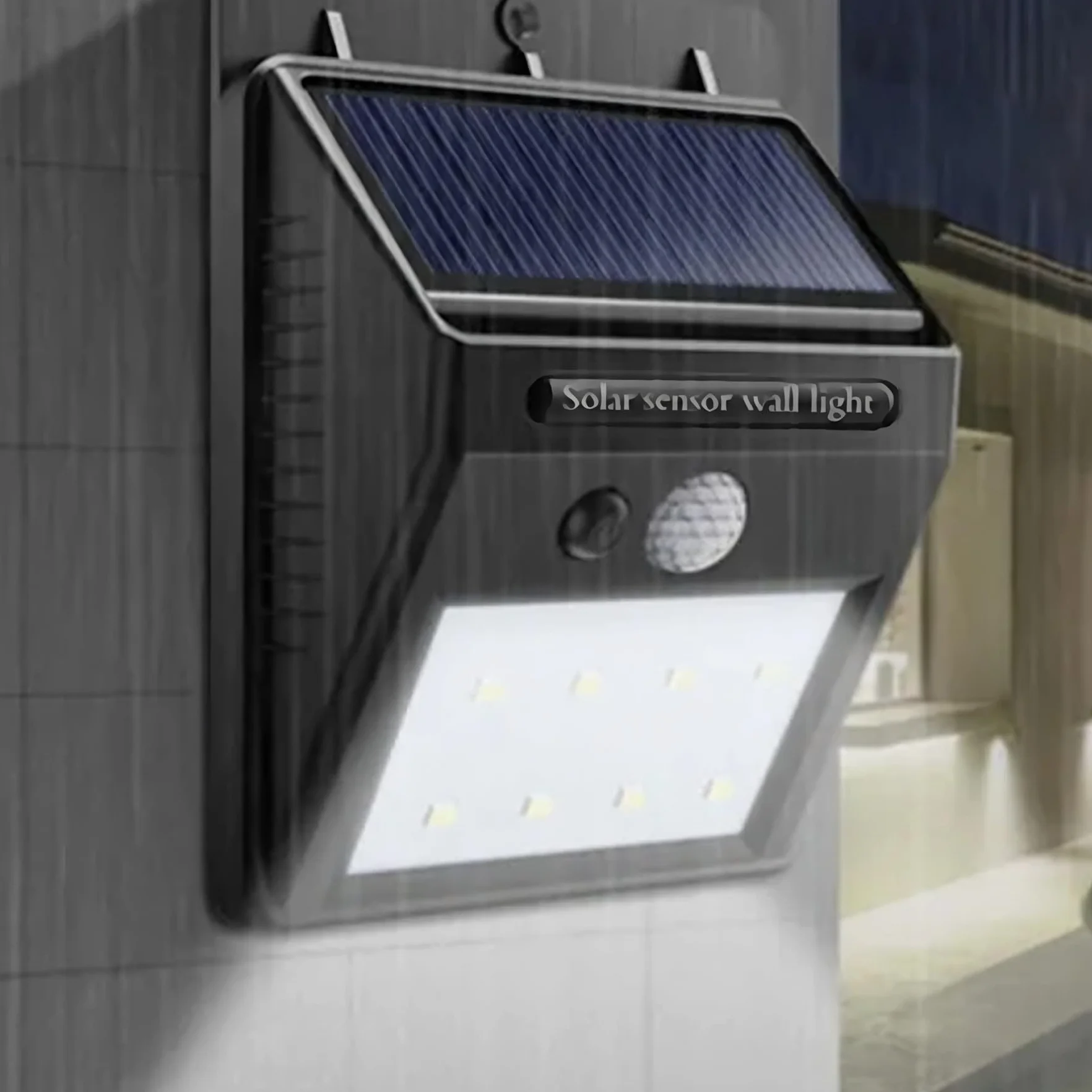 Retoo Lampa solarna do użytku na zewnątrz z czujnikiem ruchu i czujnikiem zmierzchu oświetlenie ścienne do ogrodu ściezki garażu podwurka tarasu kinkiet zewnętrzny 106 diod LED
