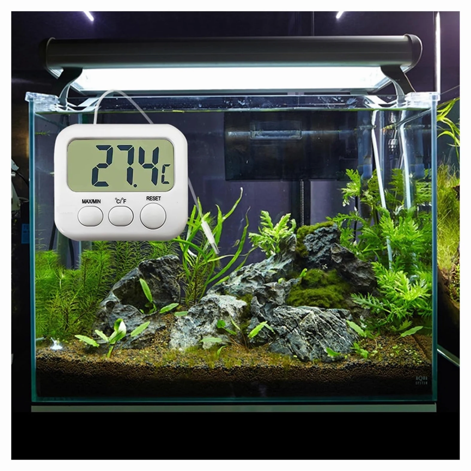 Stacja stojąca LCD Mini lodówka do akwarium Cyfrowy termometr z czujnikiem sondy Basen