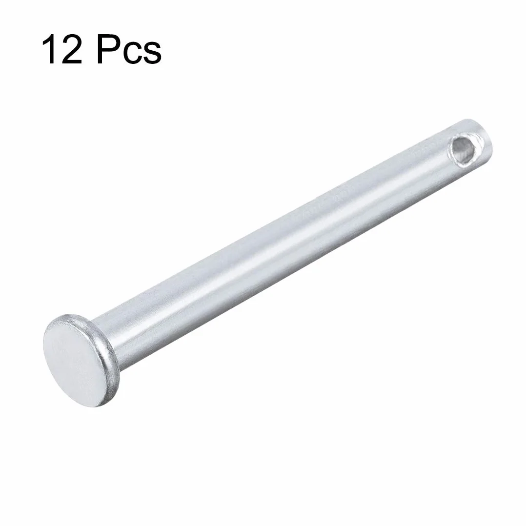 sourcing map 12 sztuk jednootworowe bolce okrągłe bolce widłowe płaskie, ocynkowane masywna stal ,6 mm x 60 mm