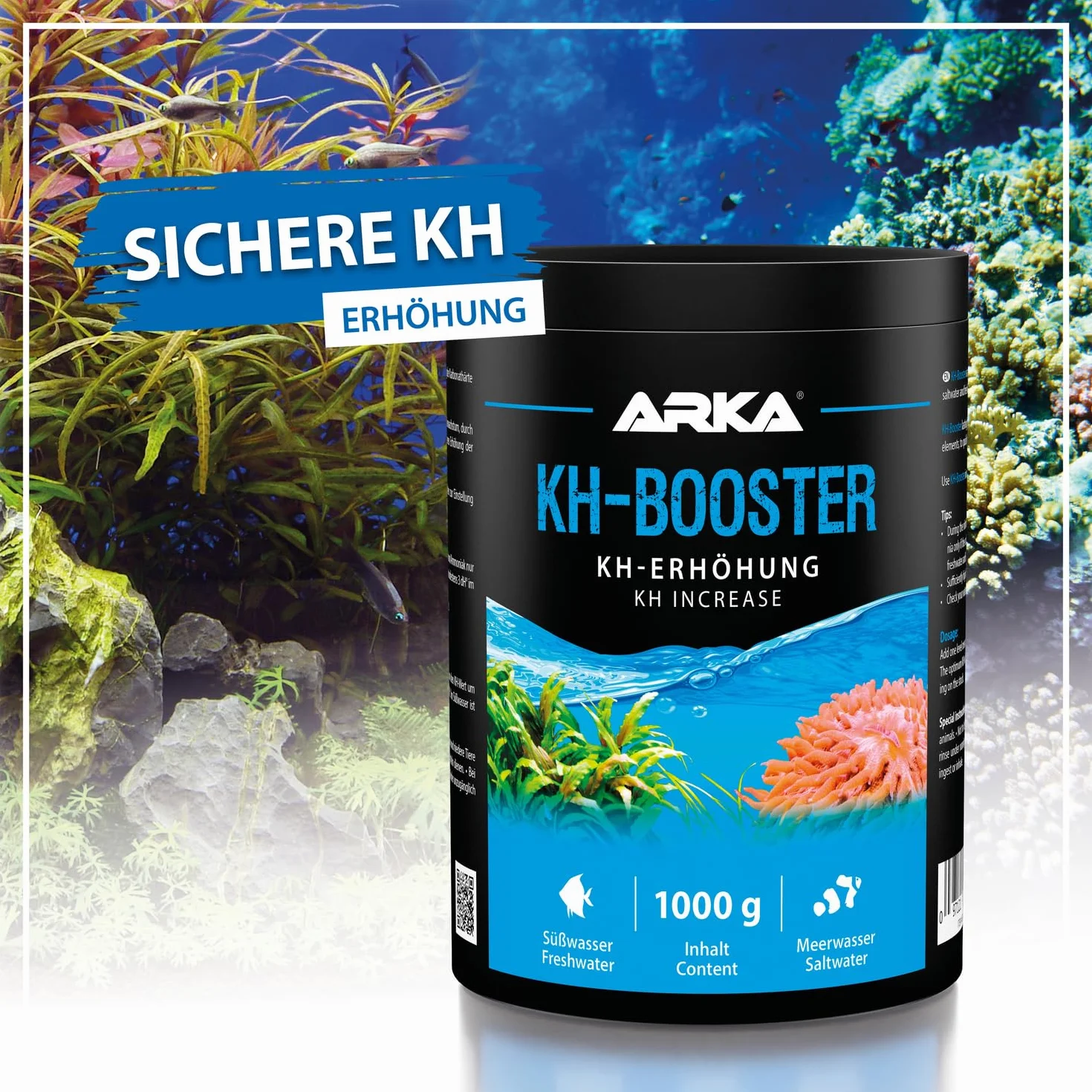 MICROBE-LIFT KH Booster – podwyższenie twardości węglanowej KH do akwarium słodkowodnego i morskiego z przydatnymi bakteriami, 1000 g