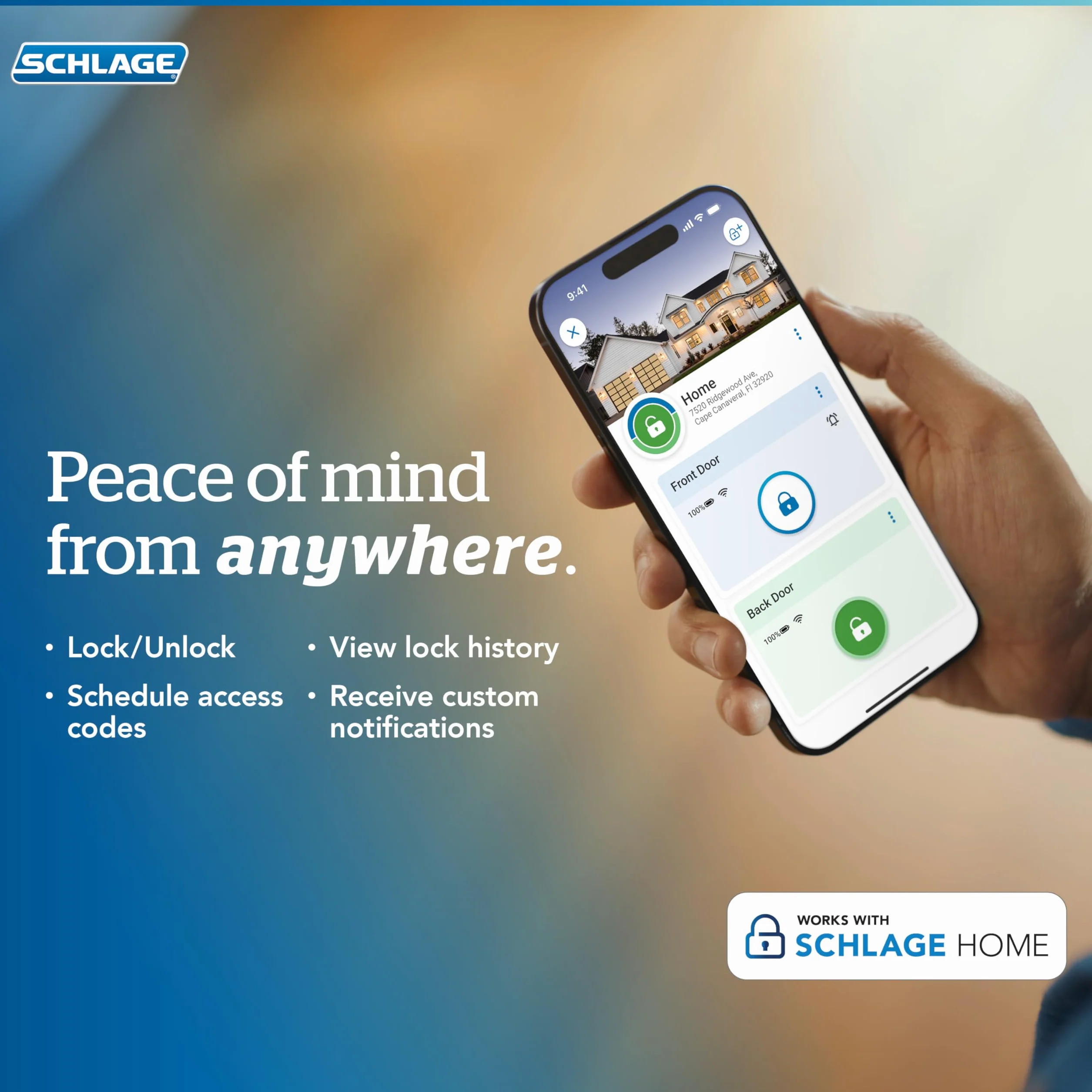 SCHLAGE BE499WB CEN 622 Encode Plus Smart WiFi zamek zasuwowy, czarny matowy