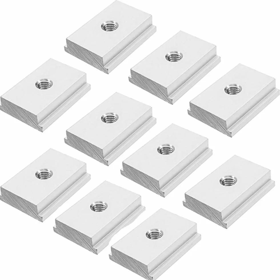Namvo 10 sztuk aluminiowych nakrętek M8 T, przesuwne, gwintowane, T-szyna, T-blok, do obróbki drewna, mocowanie gniazda