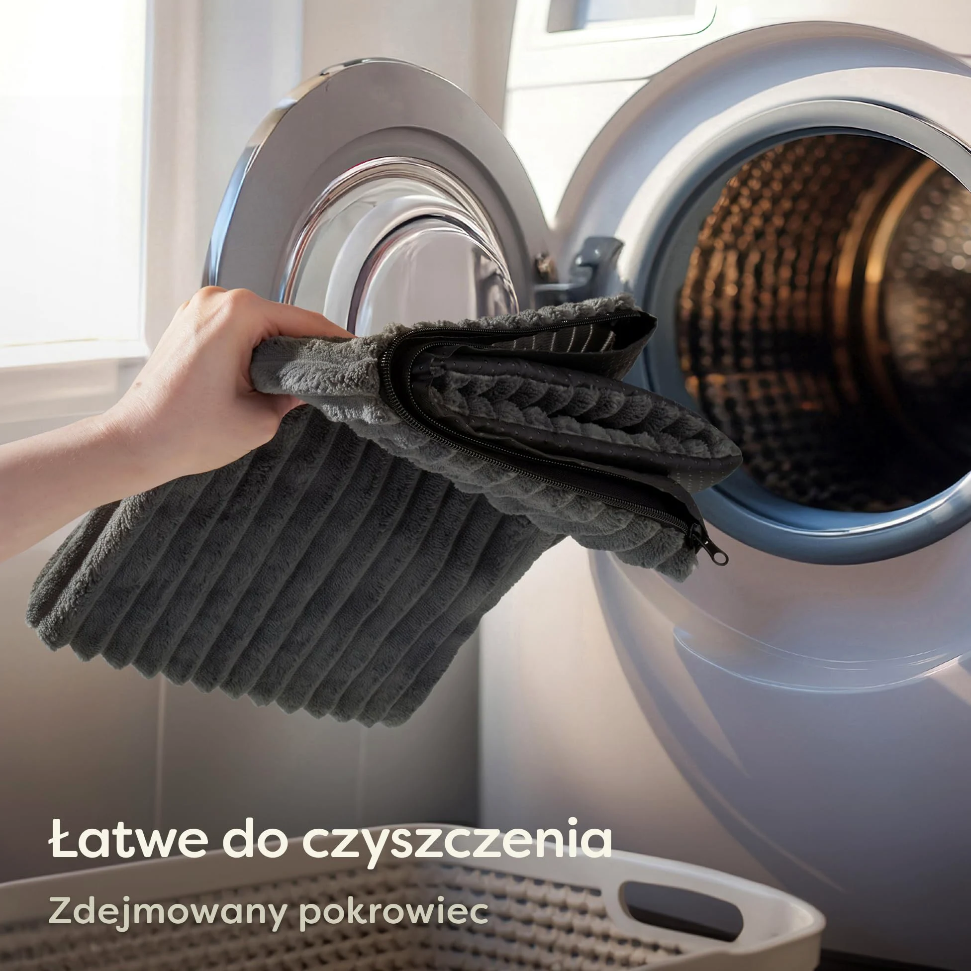 Knupis Samonagrzewający Koc Dla Psów 90x60 cm Mata Antypoślizgowa Zdejmowany Pokrowiec Szary