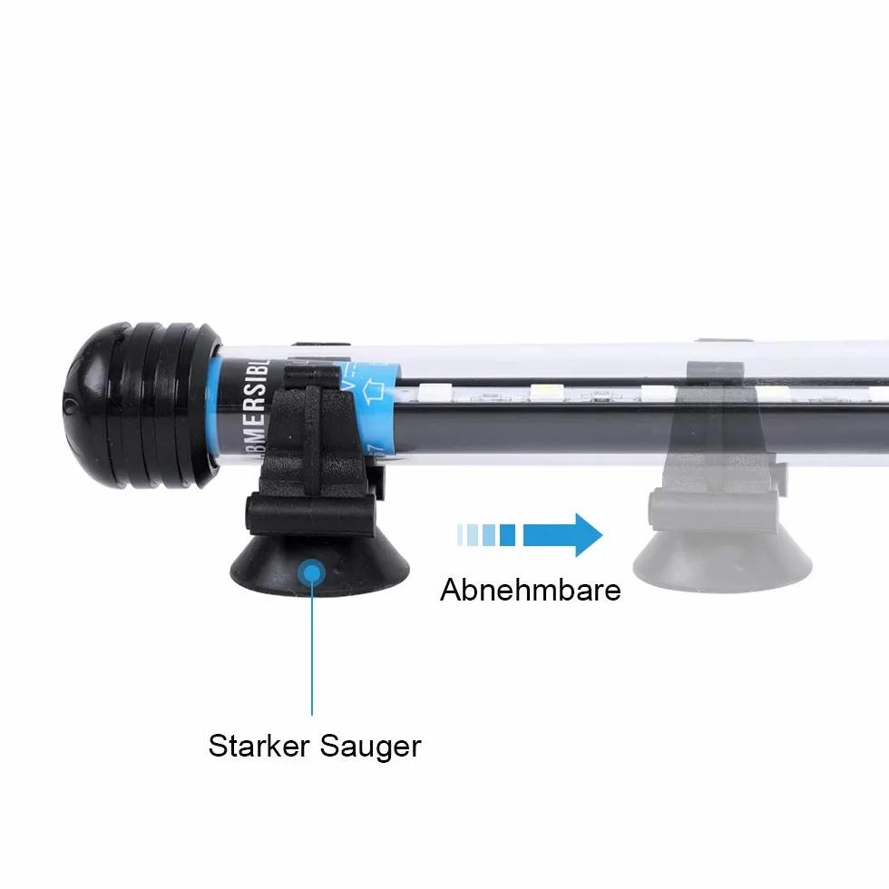 VARMHUS LED 18-112 cm do akwarium światło odporne na pranie napowietrzanie, lampa Stecker EU Unterwasser LED Listwy świetlne (biały i niebieski, 37 cm)