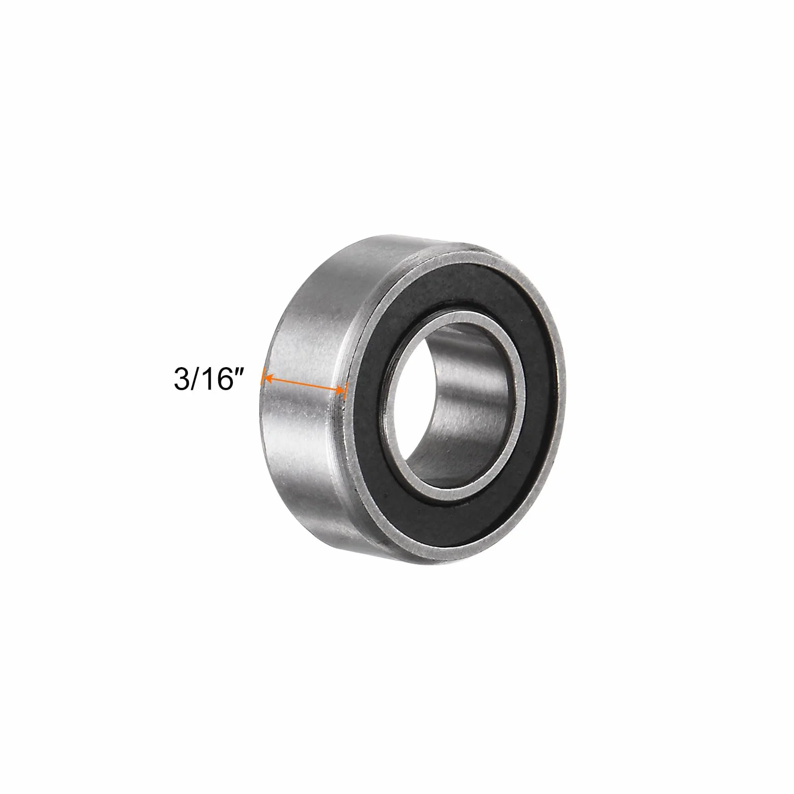 sourcing map R188-2RS łożysko kulkowe zwykłe, 10 sztuk 1/4" x 1/2" x 3/16" stal chromowana Z2 podwójnie gumowane, uszczelnione łożyska