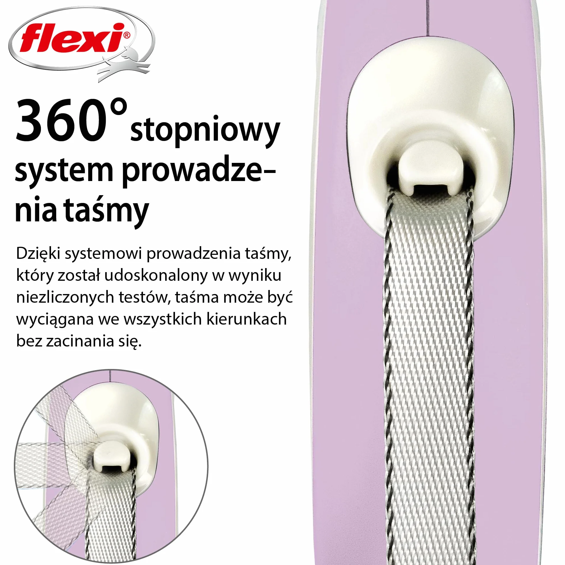 Flexi taśma smycz dla psa 3 m do 12 kg szara różowa