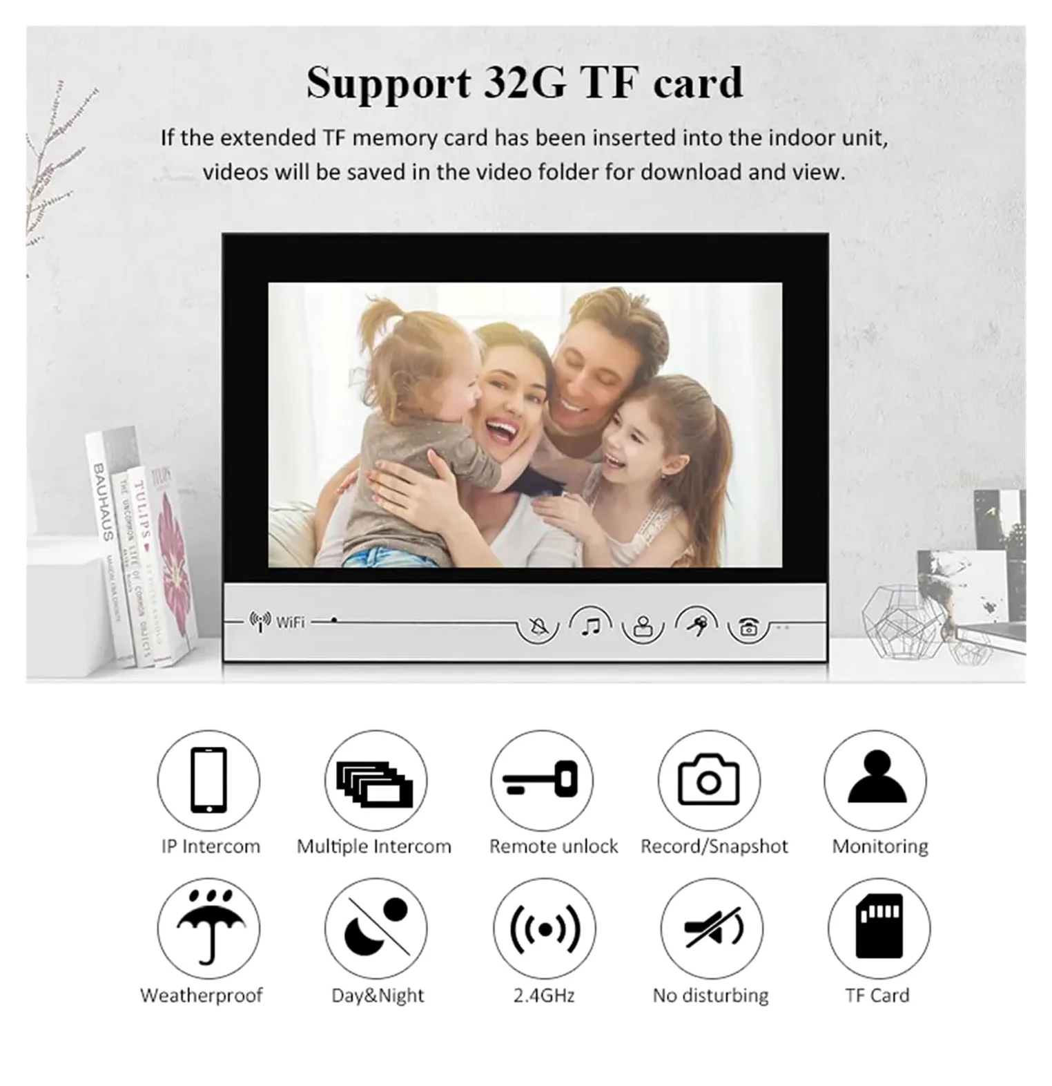 Inteligentny wideodomofon System wejściowy z 9-calowym ekranem, wideodomofonem Wi-Fi, zamkiem na hasło/odcisk palca, dzwonkiem do drzwi domowych domu, biura