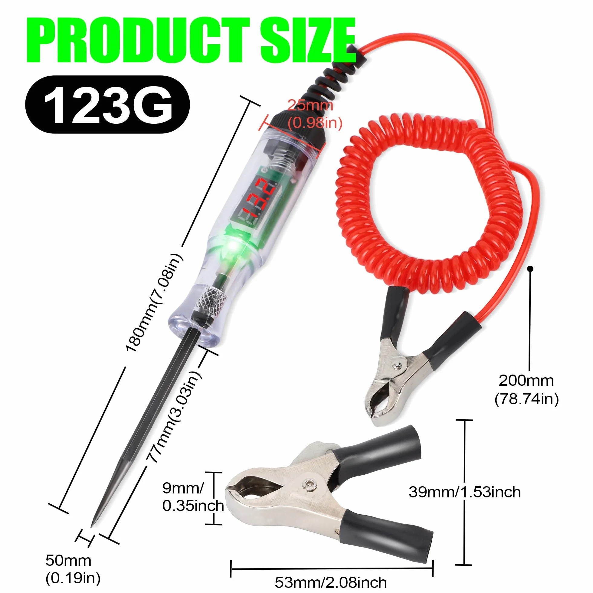 Tester obwodu samochodowego DC 6 V 12 V 24 V 36 V, elektryczny tester izolacji zakresu DC3-36V, elastyczny kabel do testu samochodowego do tetera LED