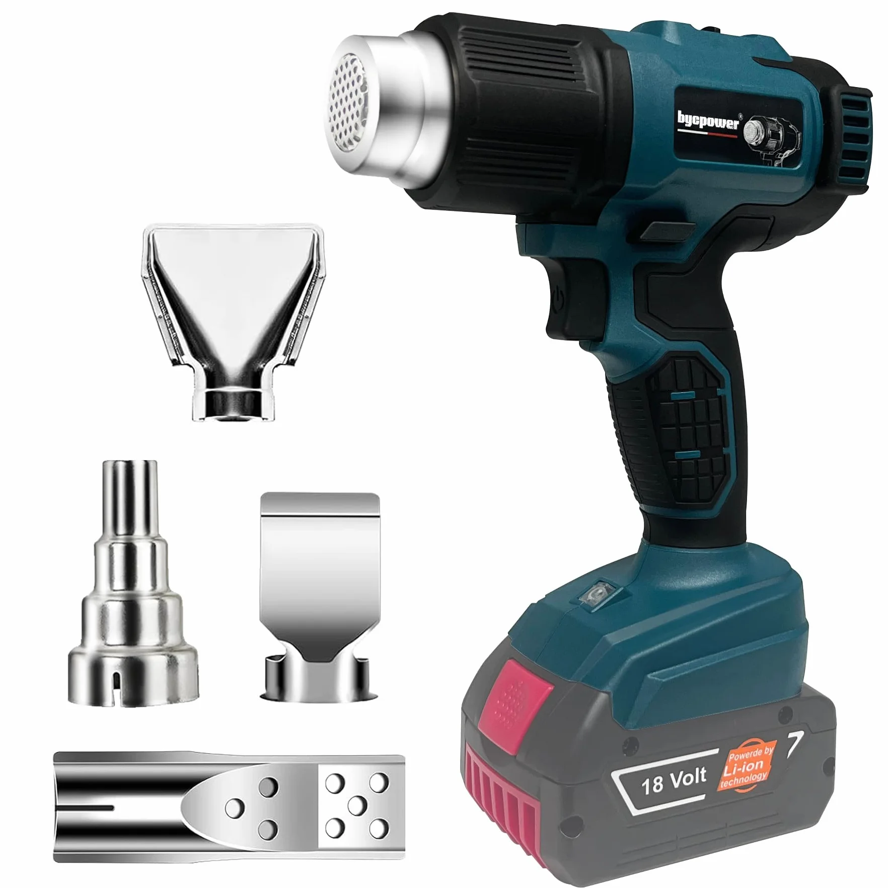 bycpower dmuchawa na gorące powietrze do akumulatorów Bosch Professional 18 V, szybkie nagrzewanie, do lutowania węży termokurczliwych, do folii termokurczliwej, elektroniki, żywicy