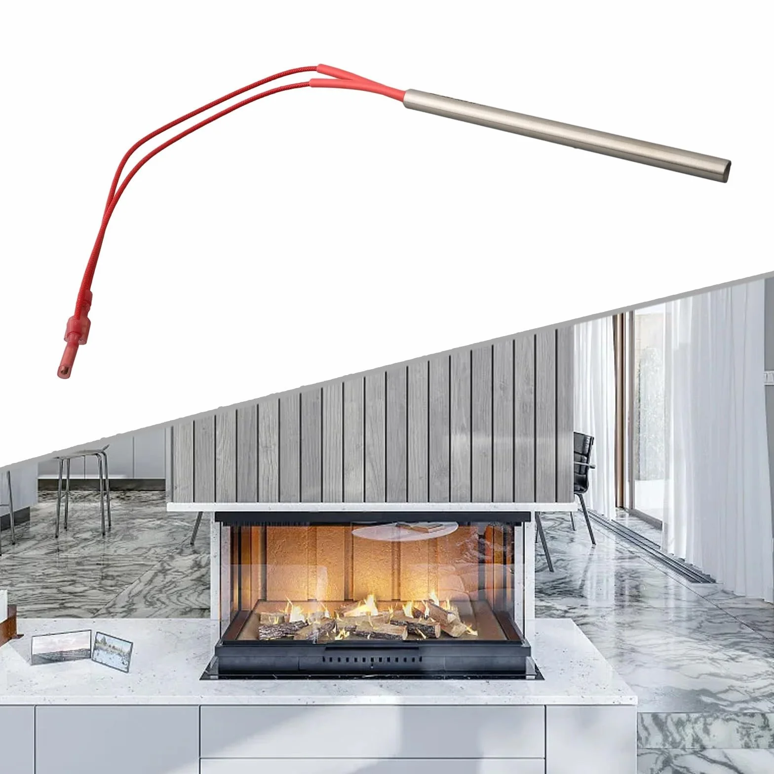 Nemaxx Piec na pellet świecący zapłonnik 300 W 230 V kompatybilny z P6 P9 P12 pręt grzewczy ze stali nierdzewnej 9,5 mm 150 mm