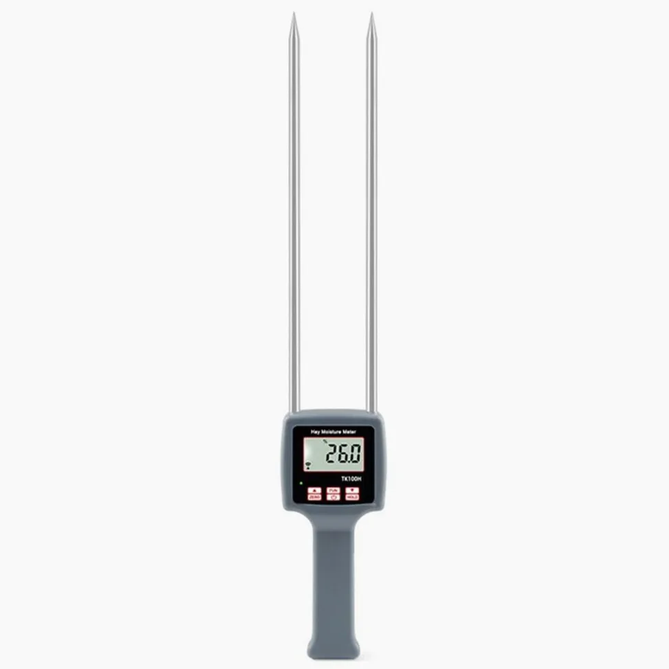 TK100H przenośny miernik wilgotności siana, cyfrowy tester ziarna LCD do zbóż, słomy, otrębów i innych włókien, z podświetlanym wyświetlaczem i automatycznym wyłączaniem