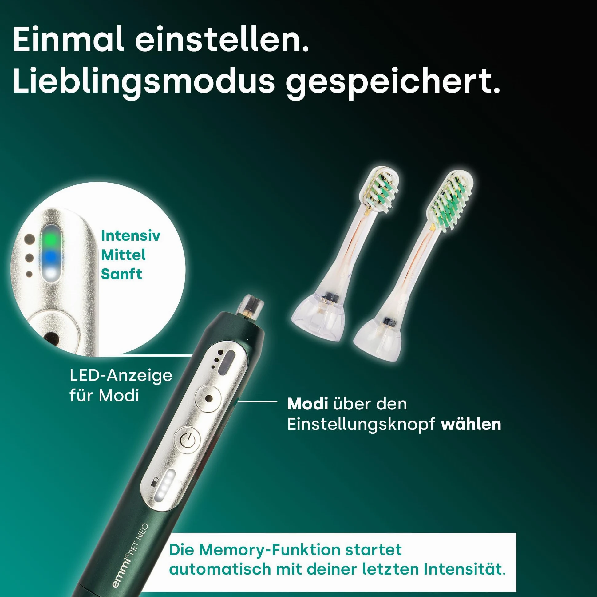 emmi-PET NEO ultradźwiękowa szczoteczka do zębów dla psów 3 tryby czyszczenia