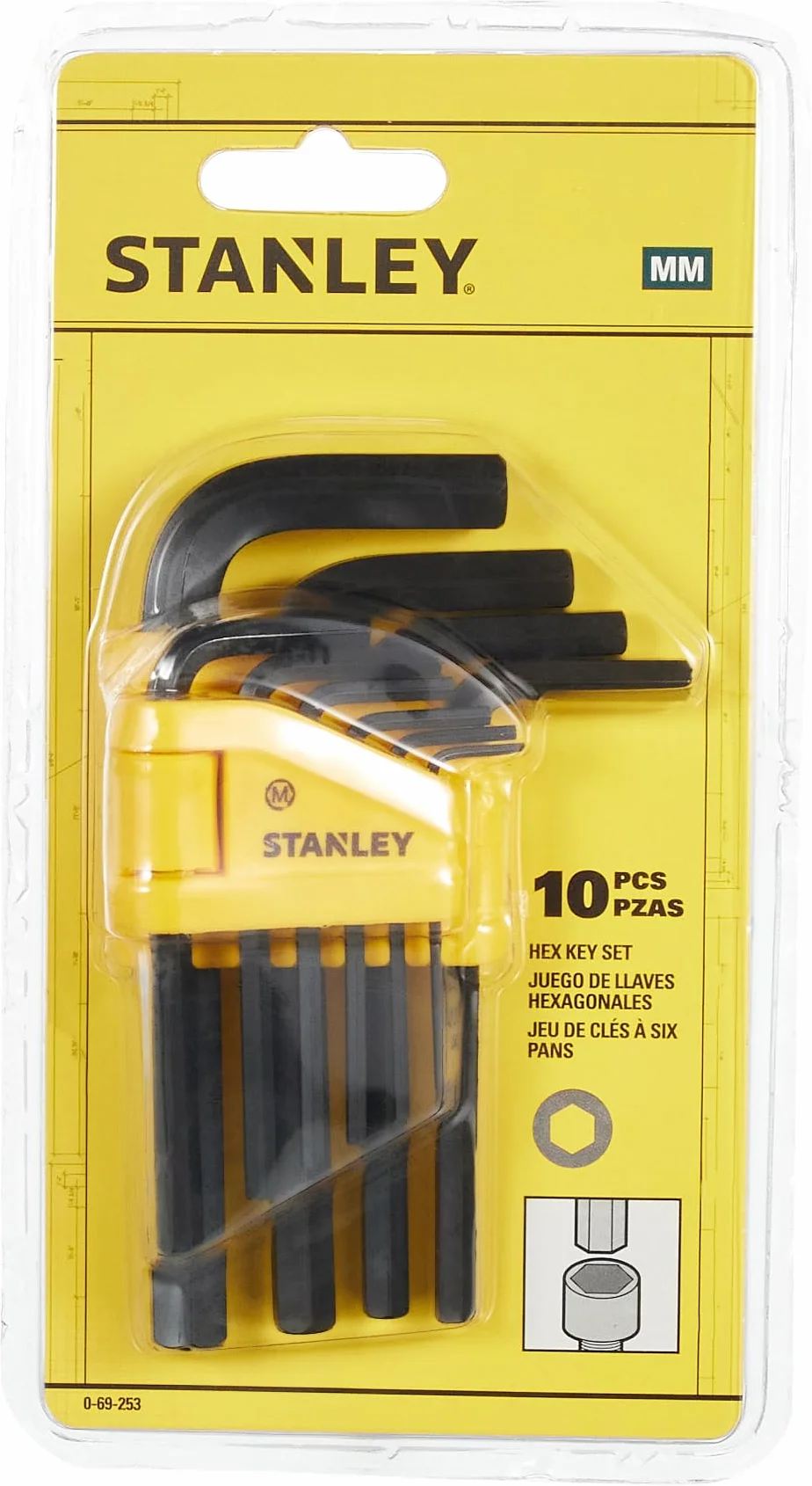 Stanley Zestaw Kluczy Imbusowych 1,5-10 mm 10 Sztuk Czarny/Żółty