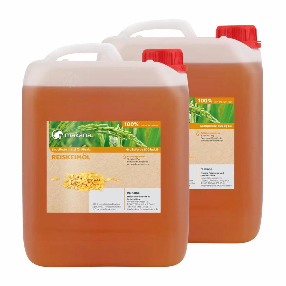 Makana Olej z kiełków ryżu dla zwierząt, rafinowany i bez dodatków, kanister 2 x 5 l