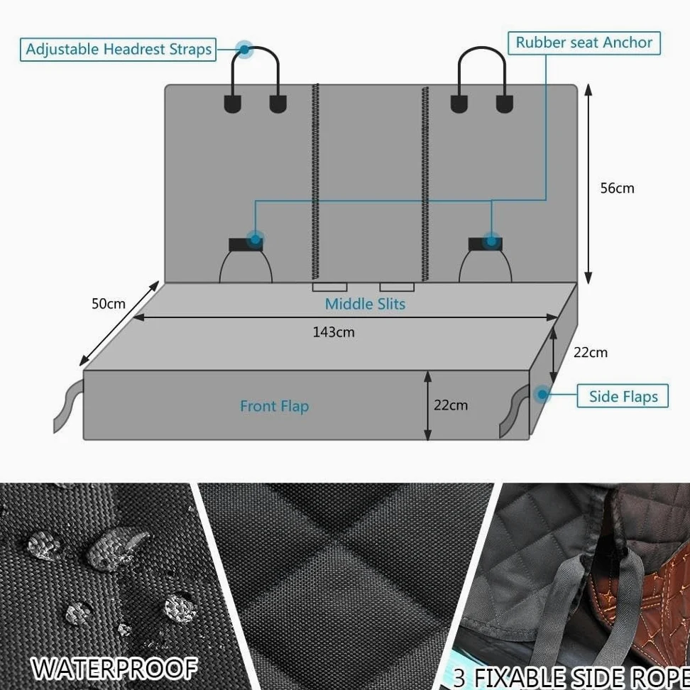Pokrowiec na siedzenie Pokrowiec na siedzenie dla psa Poduszka na fotelik samochodowy dla zwierząt Tylna mata pod plecy Pet Travel Cat Dogs Cushion Protector Mata Ochronna na Tylny Fotel(1)