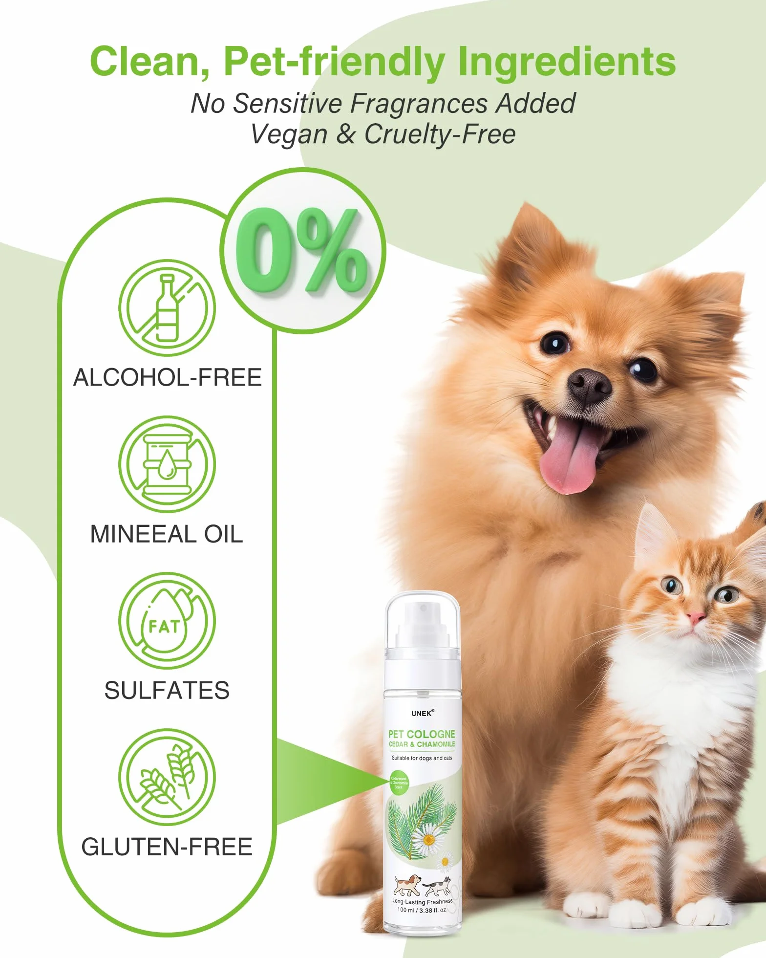 UNEK Perfumy zapachowe dla psów, drewna cedrowego, dla psów i kotów, długo utrzymujący się dezodorant i spray do pielęgnacji sierści, nieklejące się, rozmiary przyjazne w podróży | 100 ml