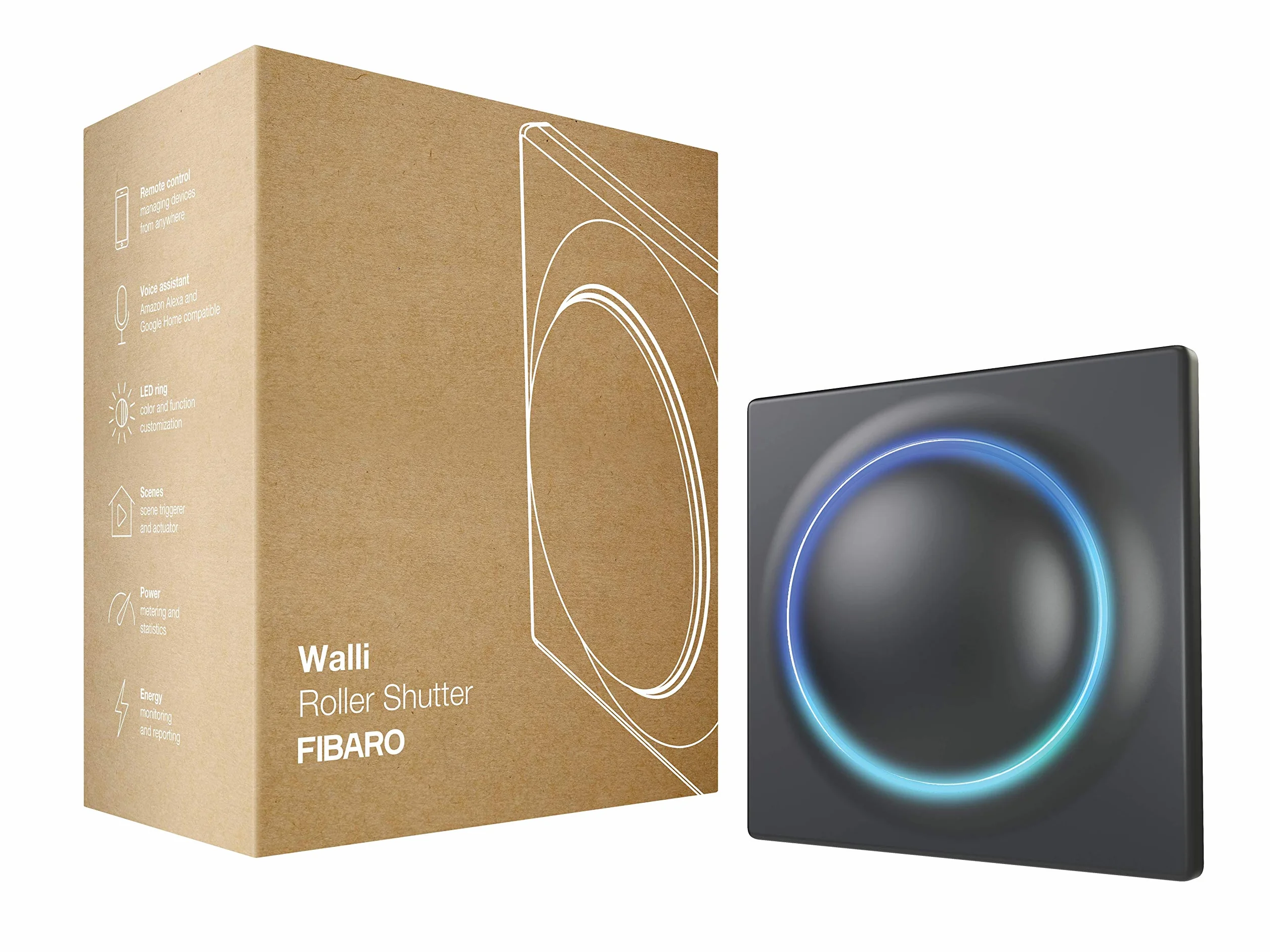 FIBARO Walli Roller Shutter/Z-Wave Plus Smart Home podtynkowy przełącznik rolety, antracyt, FGWREU-111-8