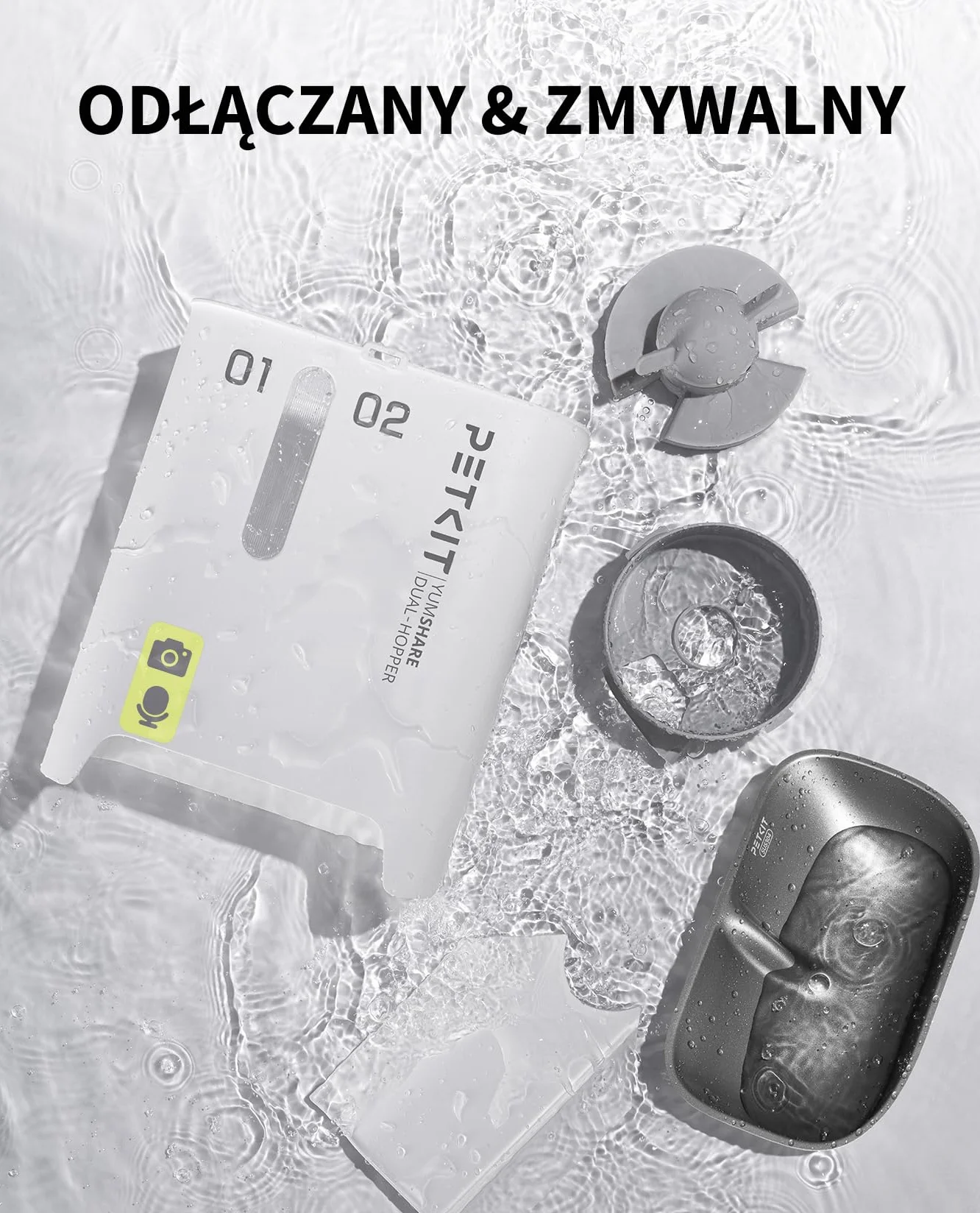 PETKIT Automatyczny Dozownik Karmy dla Kota z Kamerą, 5L Podwójny Lejek Automatyczny Karmnik dla Kotów/Psów, 1080P HD, Funkcja AI, 2.4G WiFi, Dwukierunkowe Audio, APP, Miska ze Stali Nierdzewnej