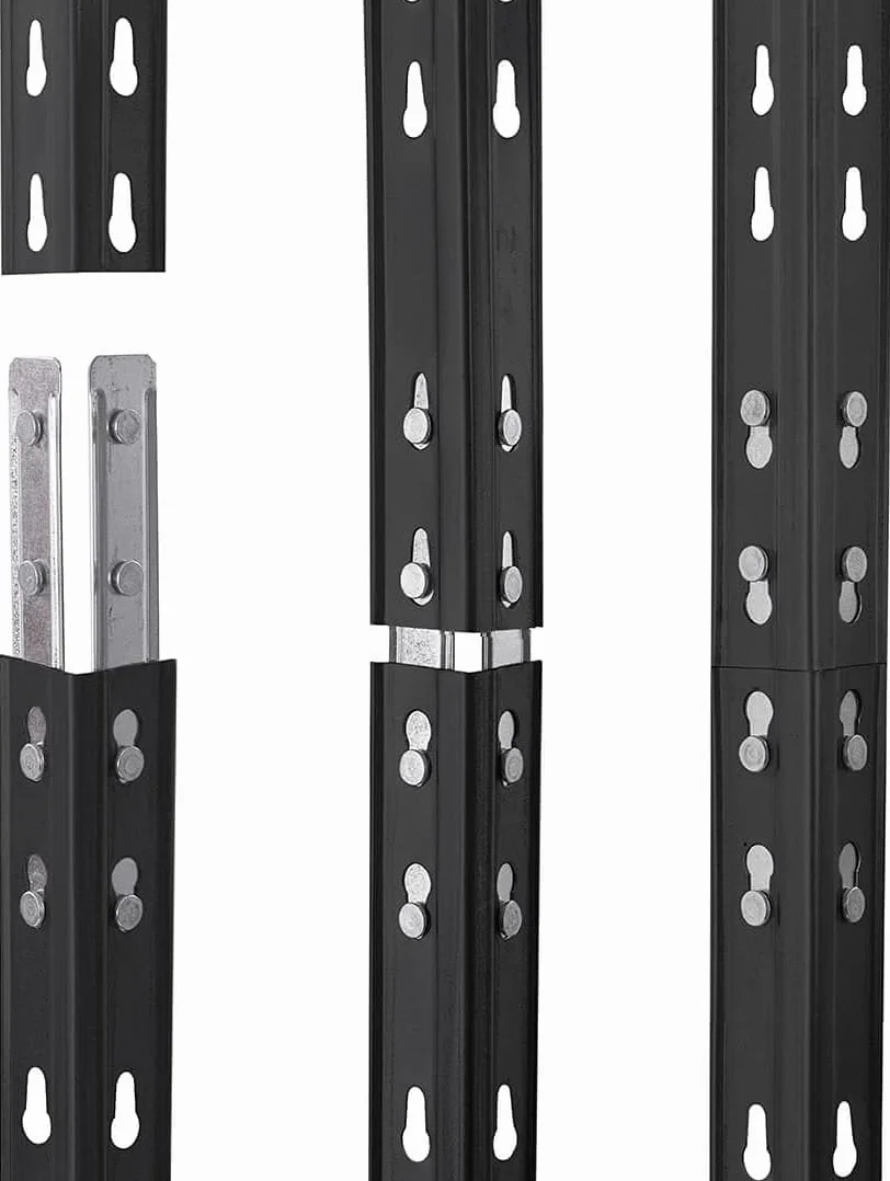 System regałowy narożny 180x90x45x64,5 cm + 2 regały wtykowe Rivet 180x120x45 cm i 180x150x45 cm, 5 półek HDF, 250 kg, antracytowo-szary