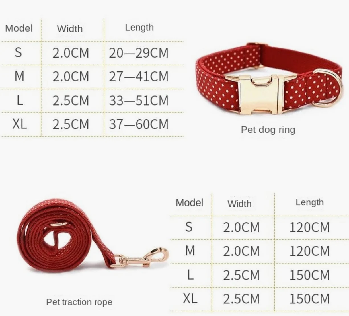Smycz dla Psa Oddychające Zestaw Obroży I Smyczy Dla Psa Skórzana Obroża Kota Z Kokardką Polka Dot Lead Rope Smycz Miękkie Regulowana(33-51cm)