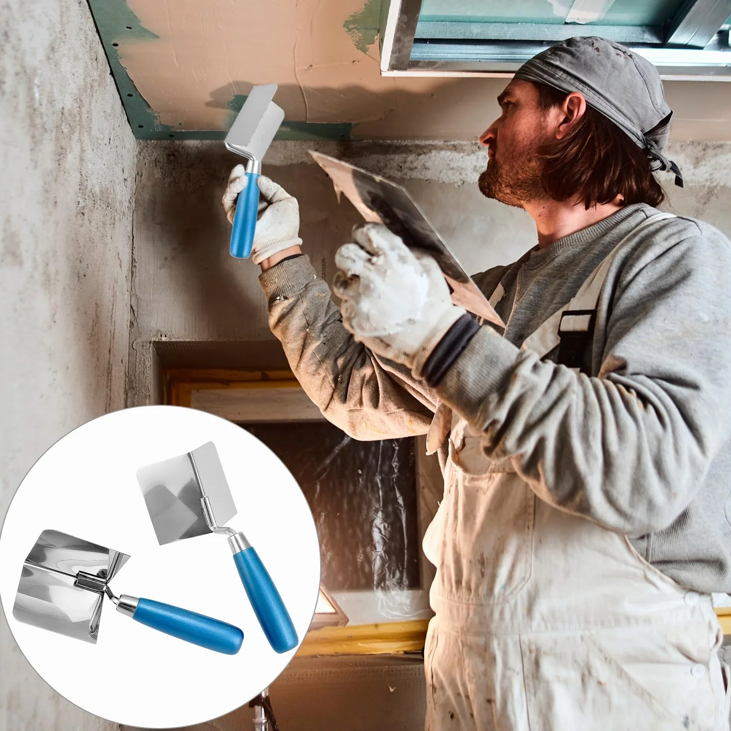 QWORK® Kielnia narożna 80 x 60 mm, wewnętrzna i zewnętrzna kielnia narożna, do profesjonalnego tynkowania, płyt kartonowo-gipsowych, 2 szt