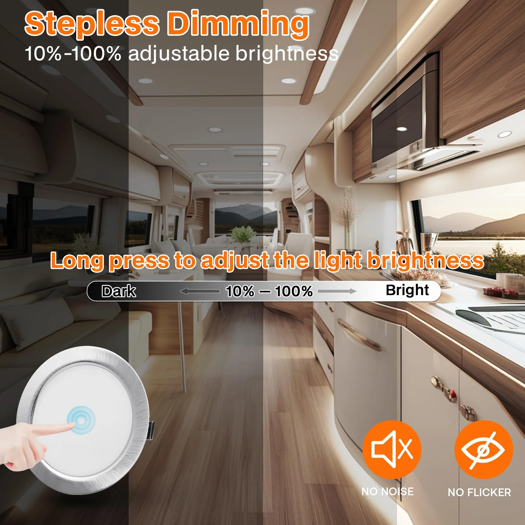 Downlight LED wpuszczany sufit 12 V ściemniany 3 W LED do dachu 3000K 4000K 6000K reflektor wewnętrzny 12v z kablem 2m do kampera/mebli, cięcie 55-58 mm, zestaw 3 szt