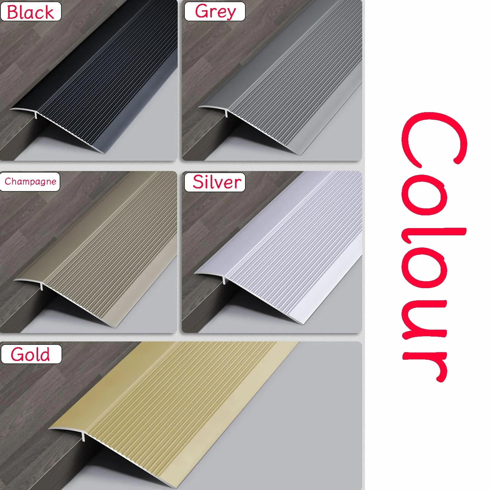 10 cm bardzo szeroka listwa przejściowa do podłogi aluminiowa, rampy progowe do drzwi, do laminatu progu krawędzi drzwi od 1,5 cm do 4,6 cm, czarny, szary, srebrny, złoty, szampański (kolor: szary