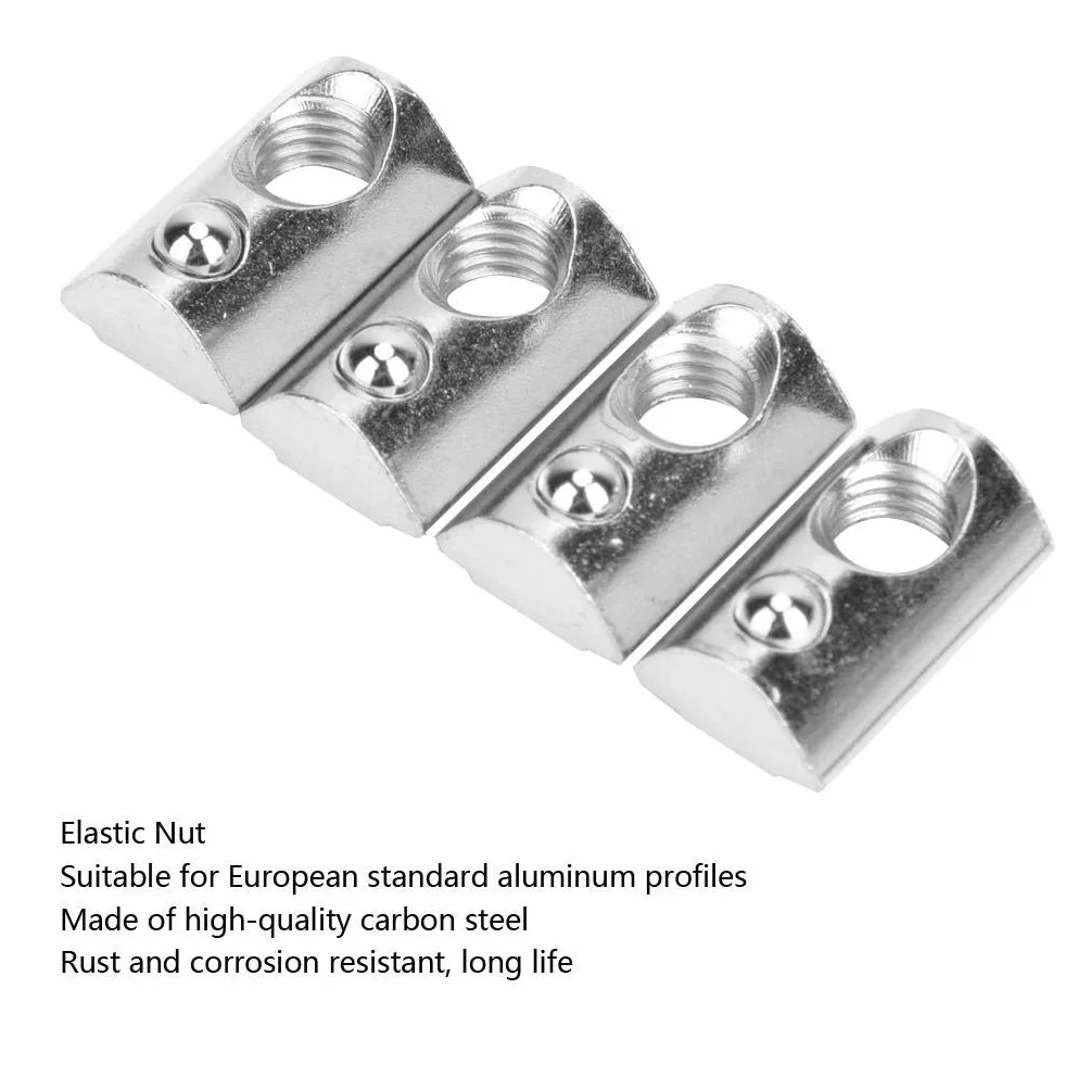 50 Stück T-Gleitmutter T-Nut-Muttern nach europäischem Standard Set Federmuttern Befestigungselemente für Aluminiumprofile(M8)