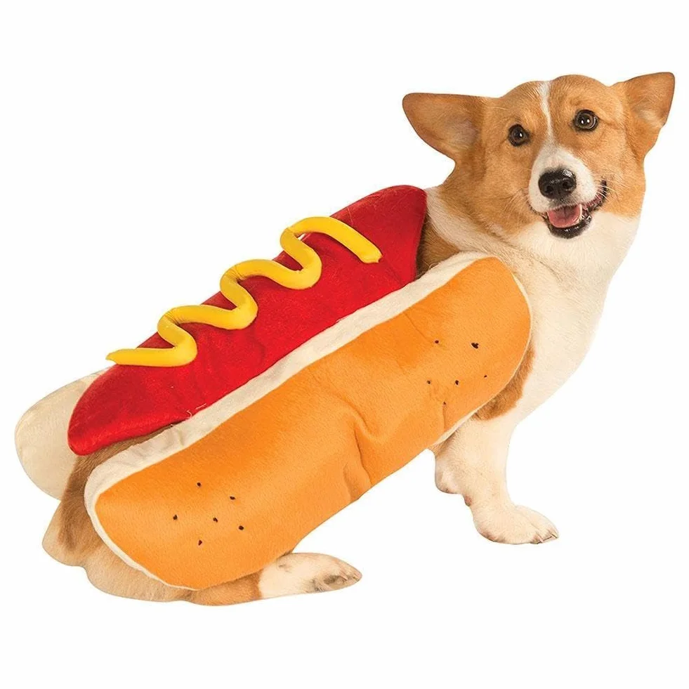 Kostium dla zwierzęcia domowego, kostium w kształcie hot doga, jamnik, kiełbasa, regulowana, cosplay, ubrania dla szczeniaka, ciepłe ubranie dla szczeniaka, przebranie dla psa