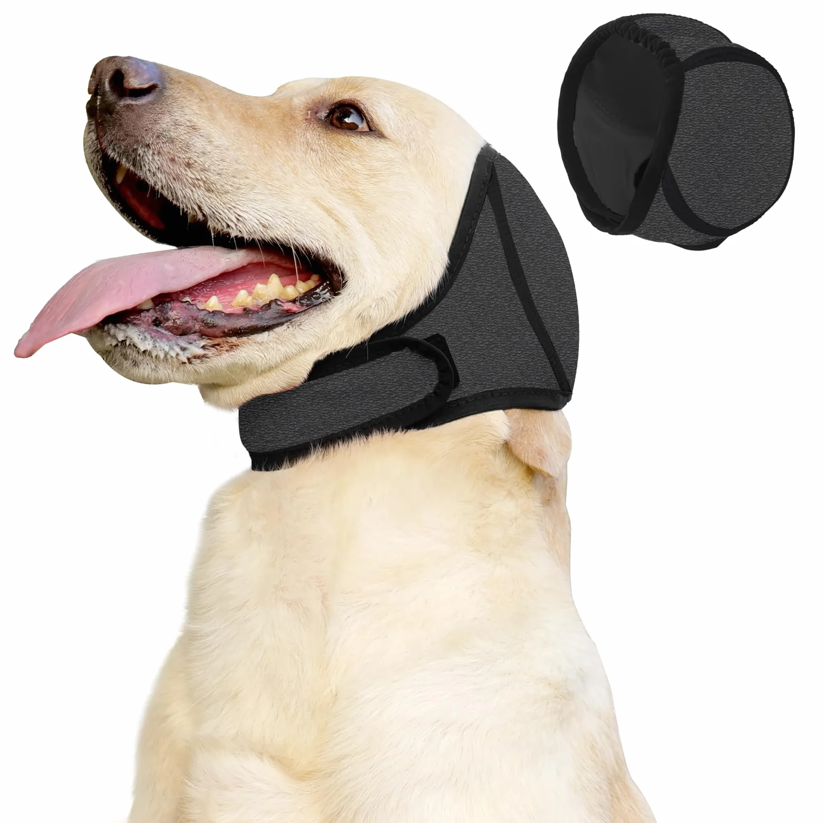Mufki na uszy dla psów & No Shake Ear Wrap do krwiaków, kąpieli, suszenia i łagodzenia lęku przed hałasem – elastyczne, wodoodporne nauszniki z kojącym wzorem z kapturem do pielęgnacji (szare