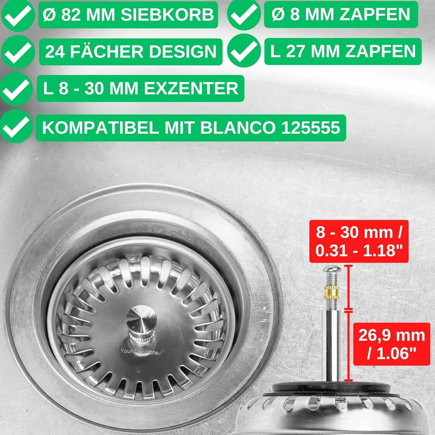 Blanco 125555 Sitko do Zlewu, Chrom, 8.5 x 8.2 x 8.5 cm