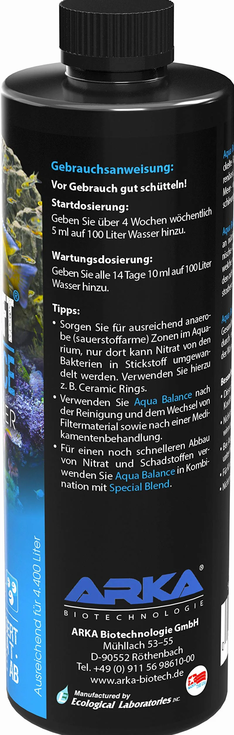 MICROBE-LIFT Aqua Balance – oczyszcza akwarium, zmniejsza ilość wymiany wody, usuwa azotan, wodę słodką i morską, 473 ml