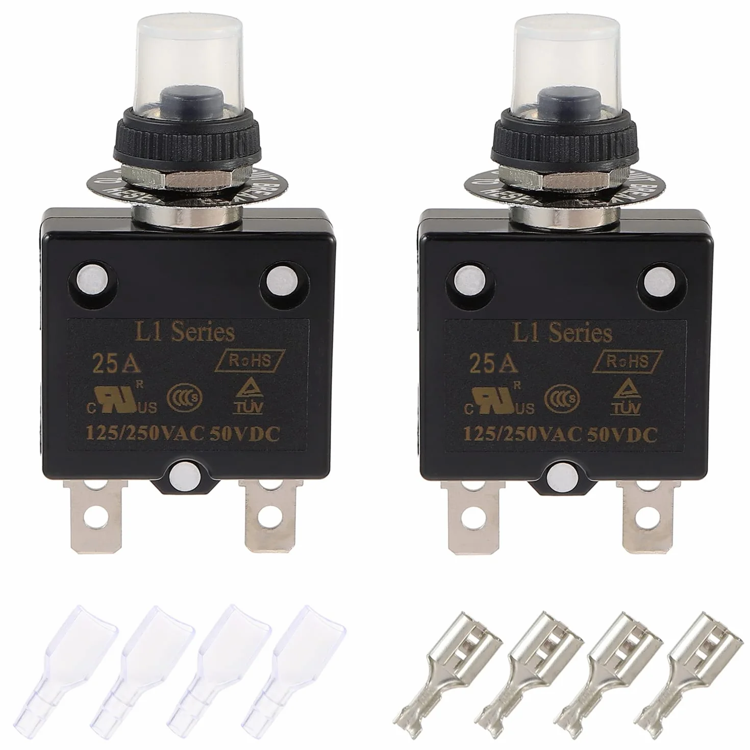 25A Ręczny przełącznik przycisku resetowania 125/250V AC 50V DC Ochrona przed przeciążeniem termicznym (opakowanie 4 szt.)