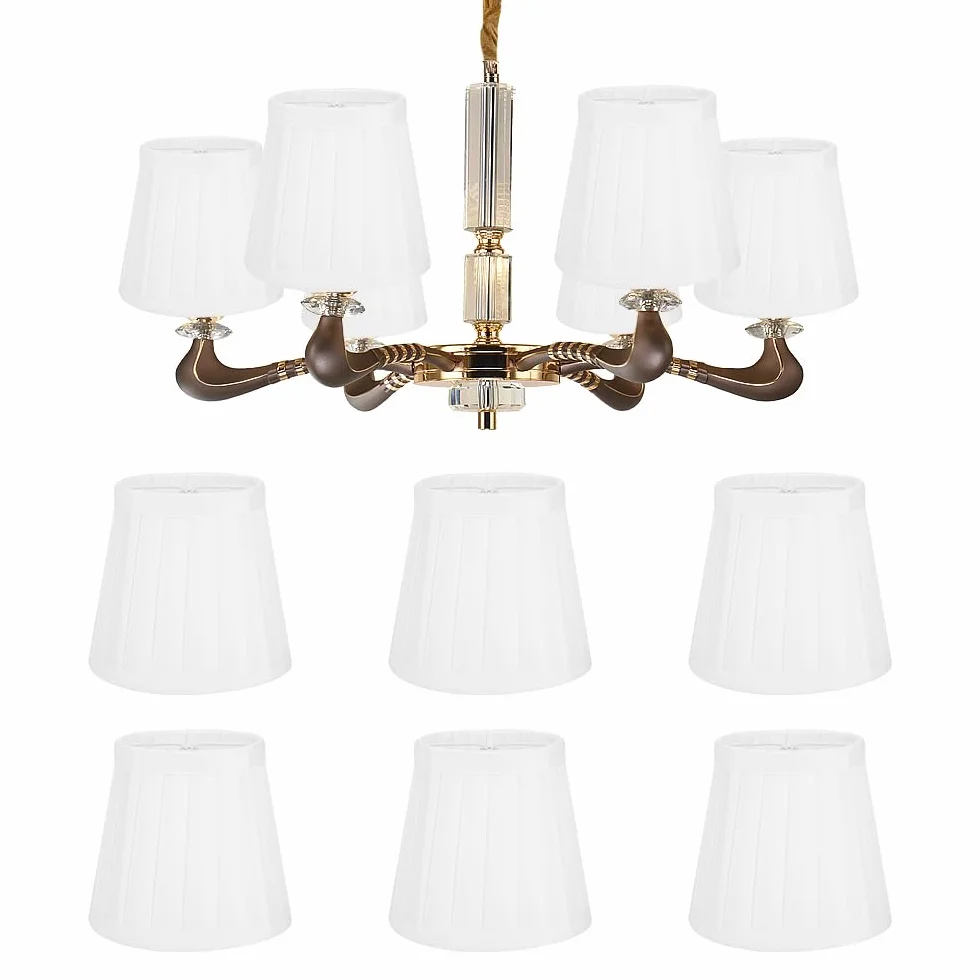 6 szt. Klosz żyrandola, biały nowoczesny abażur E14 Clip on Fabric abażur ścienny, Clip on plisowany klosz lampy wiszącej do dekoracji wnętrz