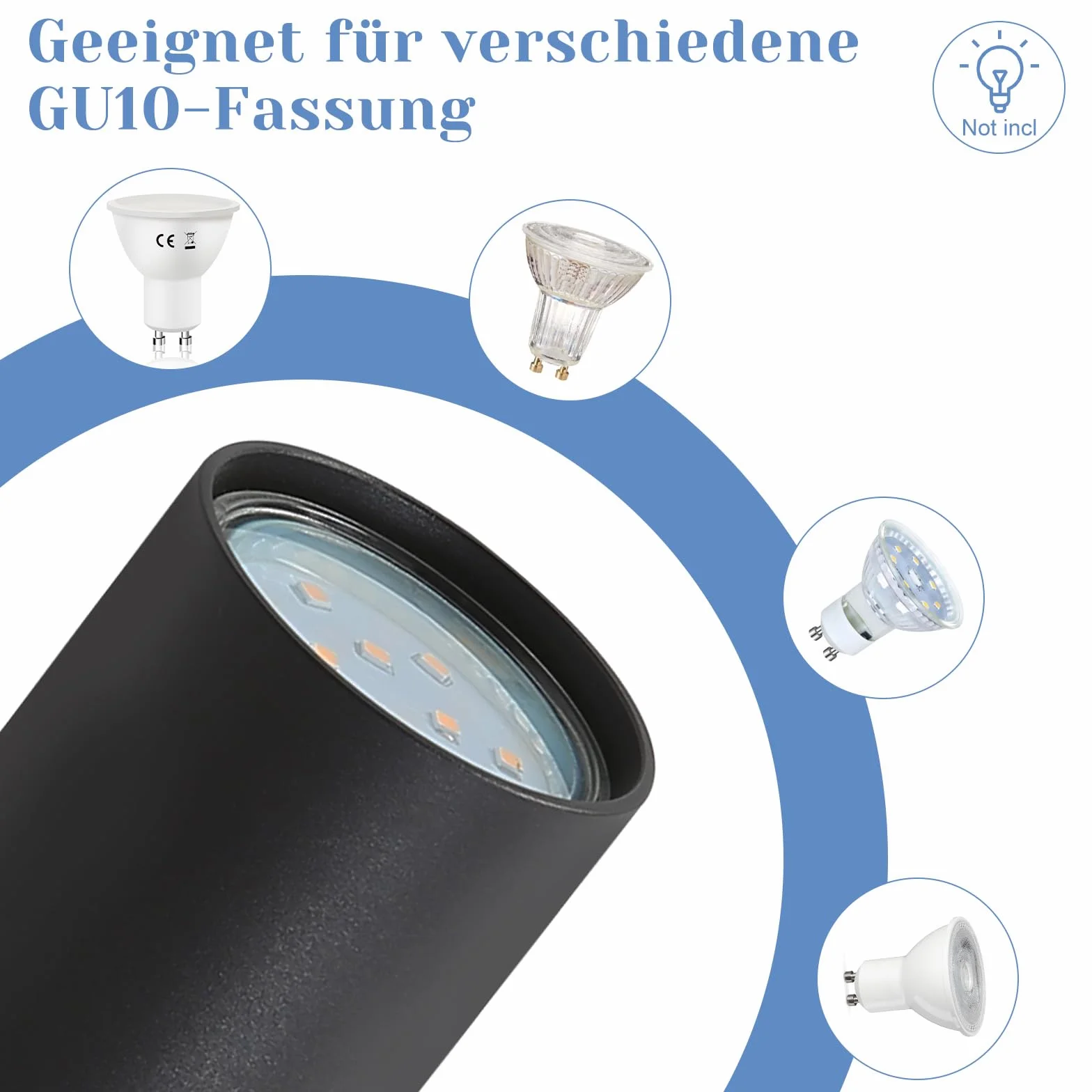 Lampa Sufitowa Nowoczesna Czarnym - Sufitowy Reflektor LED Obrotowy GU10 - Sufitowa Scienna Spot 5 Płomień do Kuchni Sypialni Salonu, bez Zarówek
