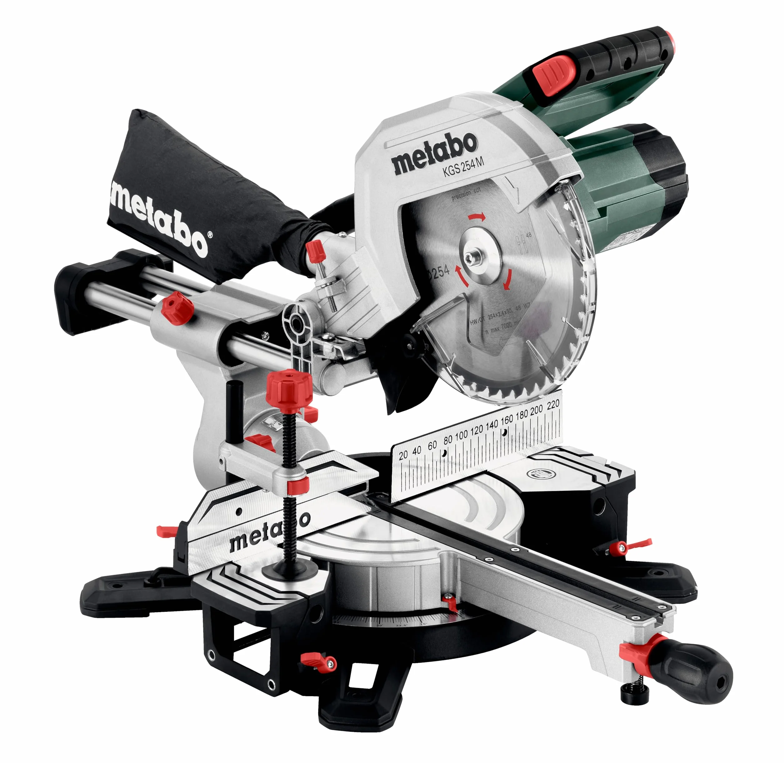 Metabo ukośnica KGS 254 M – 613254000 – Z funkcją Precision Cut Line, tarcza 254 mm i funkcja posuwu – Długość kabla 2 m