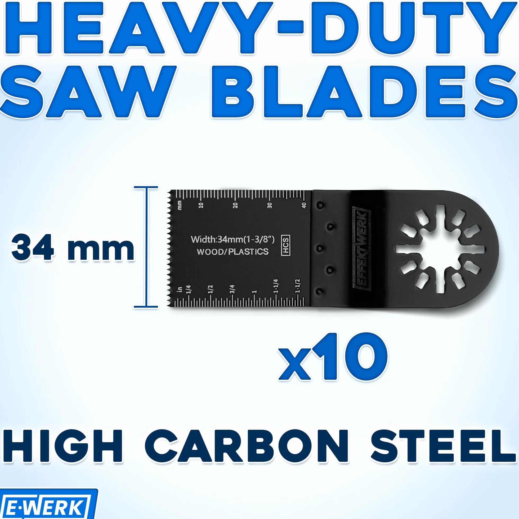 HCS Multitool Saw Blades 34mm 10 Pack Flush Cut for Oscillating Tool Wood Plastic