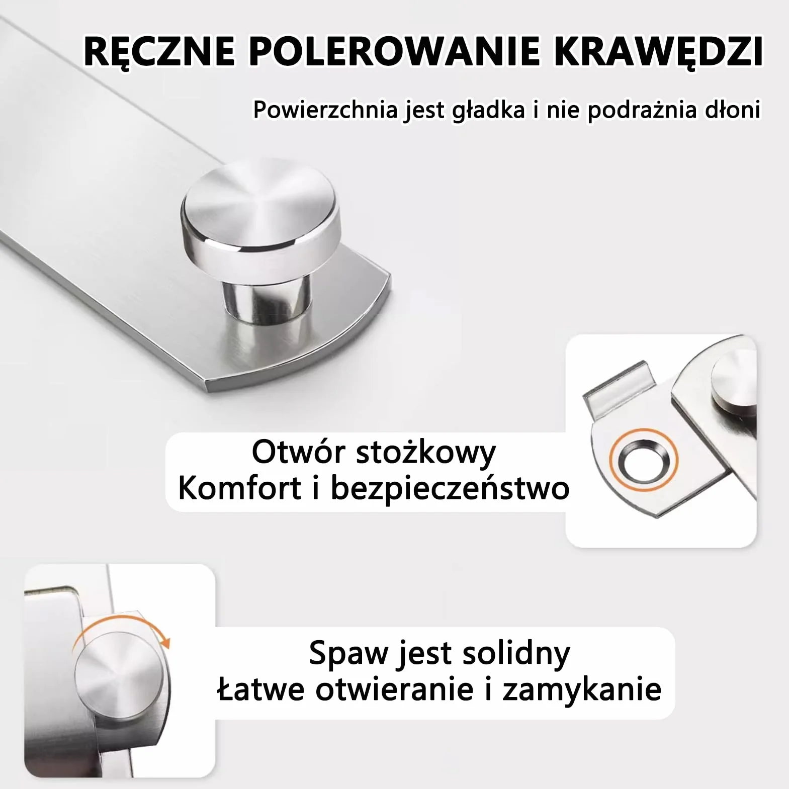 Zasuwka do Drzwi ze Stali Nierdzewnej, 100 x 70 x 20 mm，Przesuwny Rygiel z Klapką, w Zestawie z 4 Wkrętami, do Drzwi, Okien, Ogrodu, Łazienki
