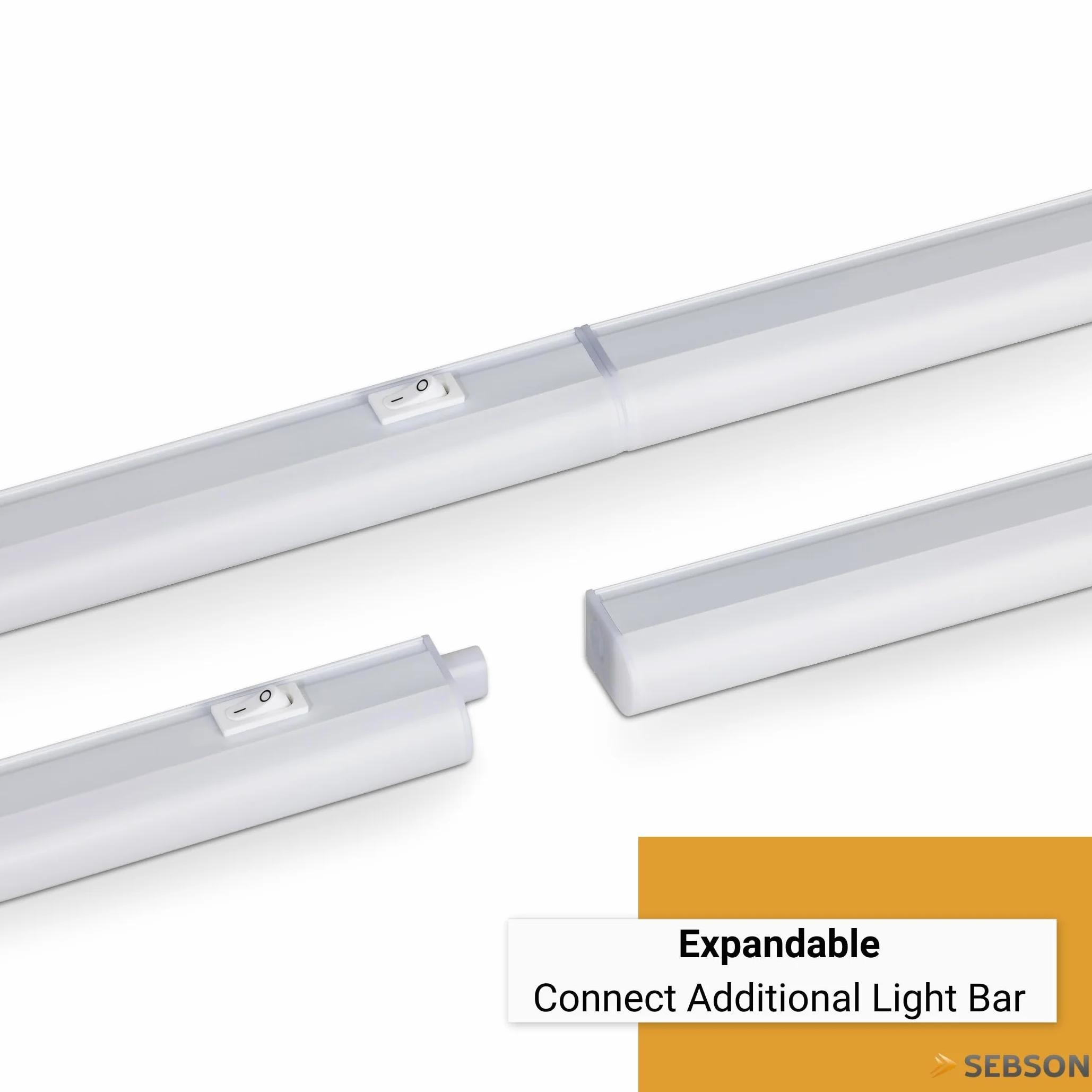 SEBSON Lampa LED do zabudowy kuchennej, 90 cm, z wtyczką i przełącznikiem, 4000 K, neutralna biel, 12 W, 1900 lm, listwa świetlna LED 230 V, lampa kuchenna do zabudowy 880 x 30 x 22 mm